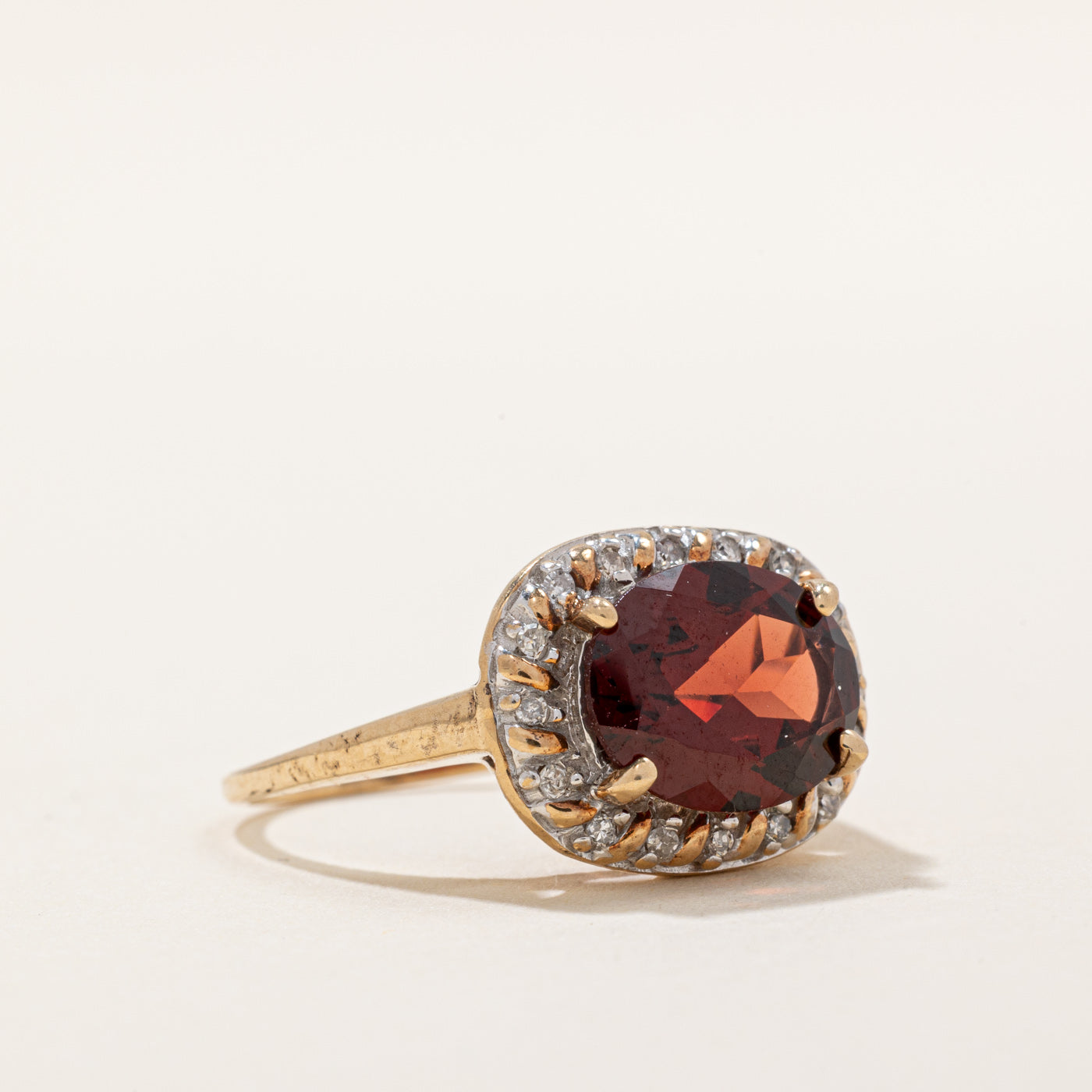 Garnet & Diamond Halo Cocktail Ring - 2.50ct Garnet with 0.08ctw Diamond Accents - Size 6 - Elegant Statement Jewelry for Parties, Weddings & Special Occasions