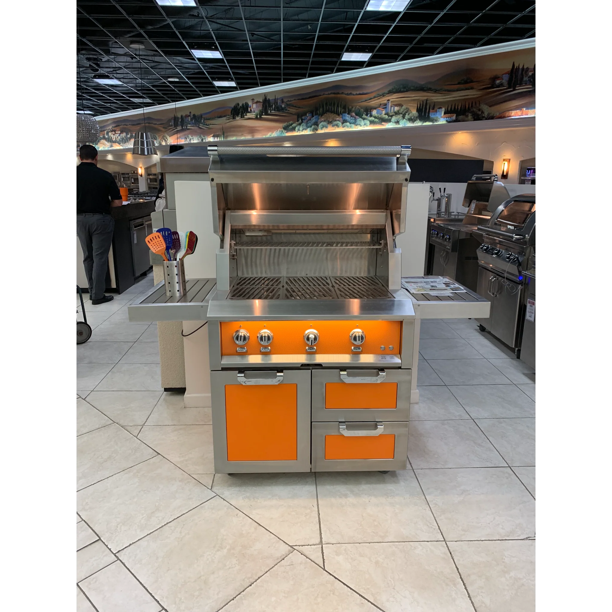 Hestan GCR36 36-Inch Outdoor Tower Cart with Door & Double Drawers - Heavy Duty Stainless Steel Kitchen Utility Cart for Patio, BBQ, Garden & Commercial Use