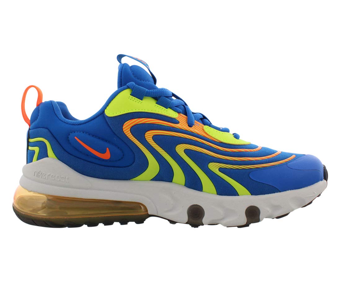 Nike Air Max 270 React Boys Running Shoes Size 5 - Total Orange/Volt/Blue/White | Lightweight Cushioned Sneakers for Kids' Sports & Daily Wear