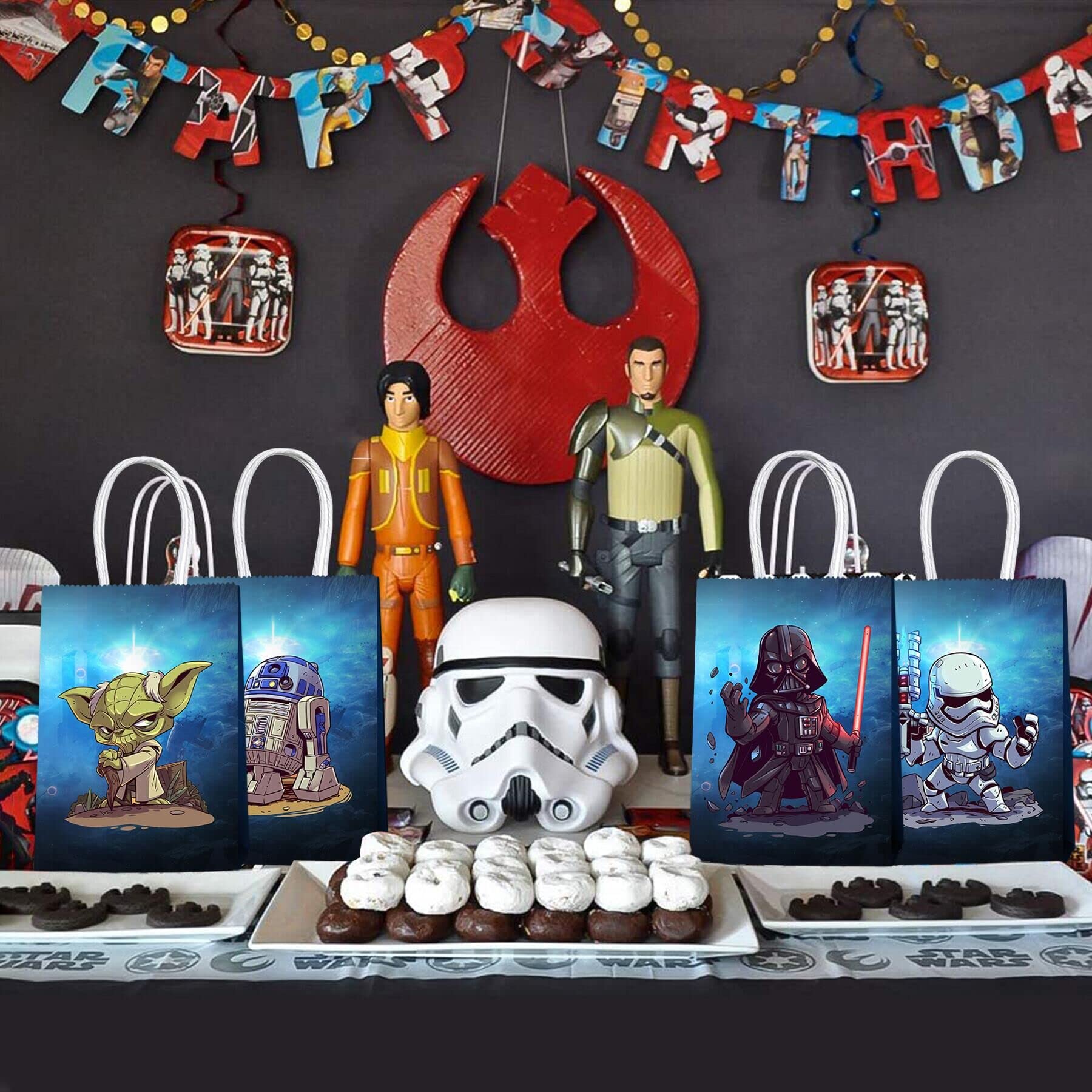 16-Piece Mandalorian Yoda Themed Birthday Party Decorations Set - Includes Gift Bags & Party Supplies for Star Wars Fans | Perfect for Kids Birthday Parties, Baby Showers & Themed Events