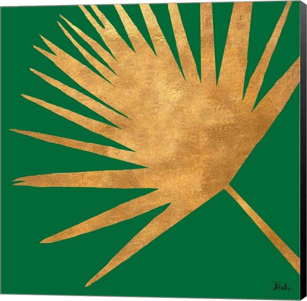 Patricia Pinto Gold Organic On Green Canvas Wall Art - 18x18 Inches Museum Wrapped with Black Sides - Modern Abstract Painting for Living Room, Bedroom & Office Decor