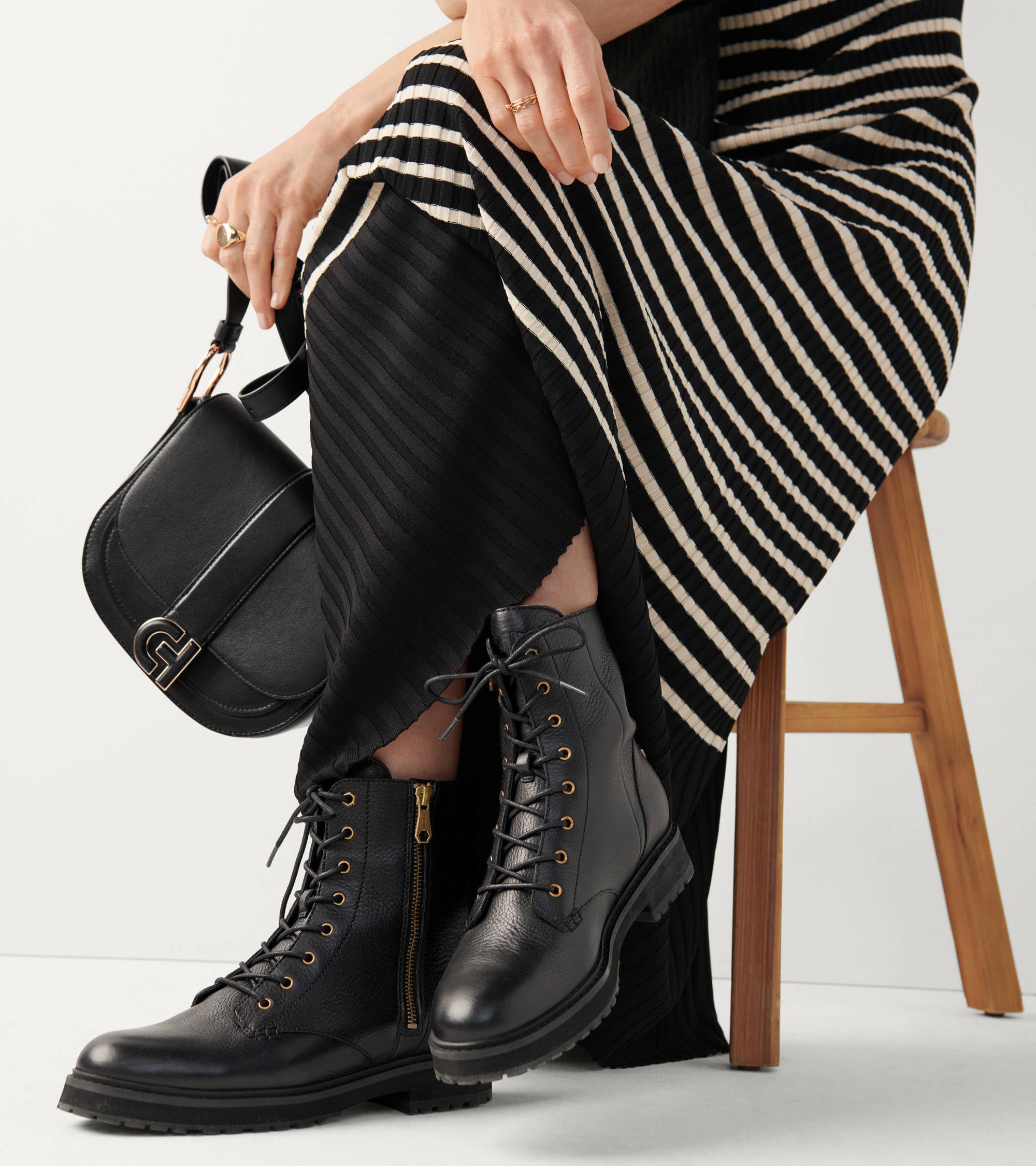 Cole Haan Essential Mini Saddle Crossbody Bag for Women - Black Leather Purse & Wallet Set, Perfect for Work, Travel, and Everyday Use