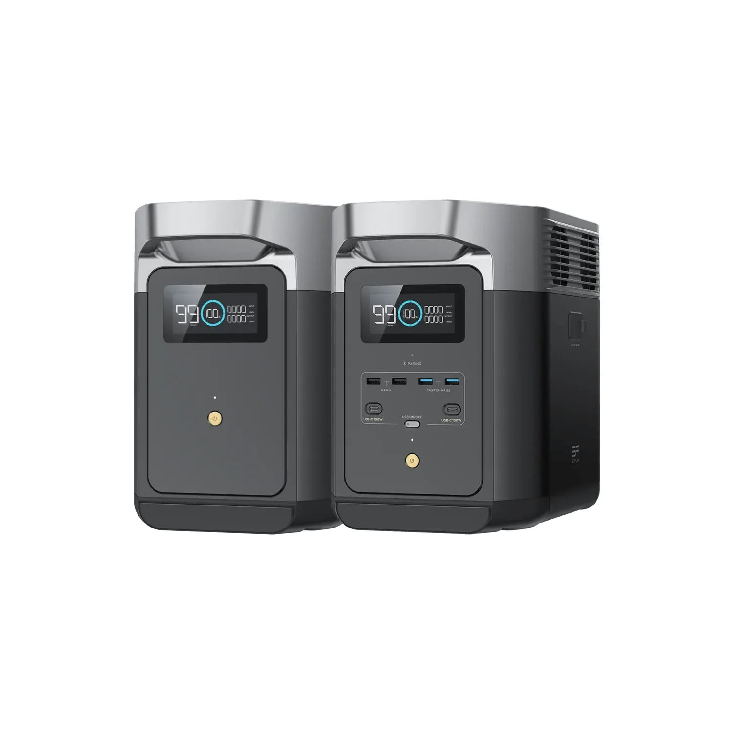 EcoFlow DELTA 2 Portable Power Station with Extra Battery - 2048Wh Capacity, 1800W Output, 100W Solar Panel Kit - Solar Generator for Home Backup, Camping, RV & Emergency Power Supply