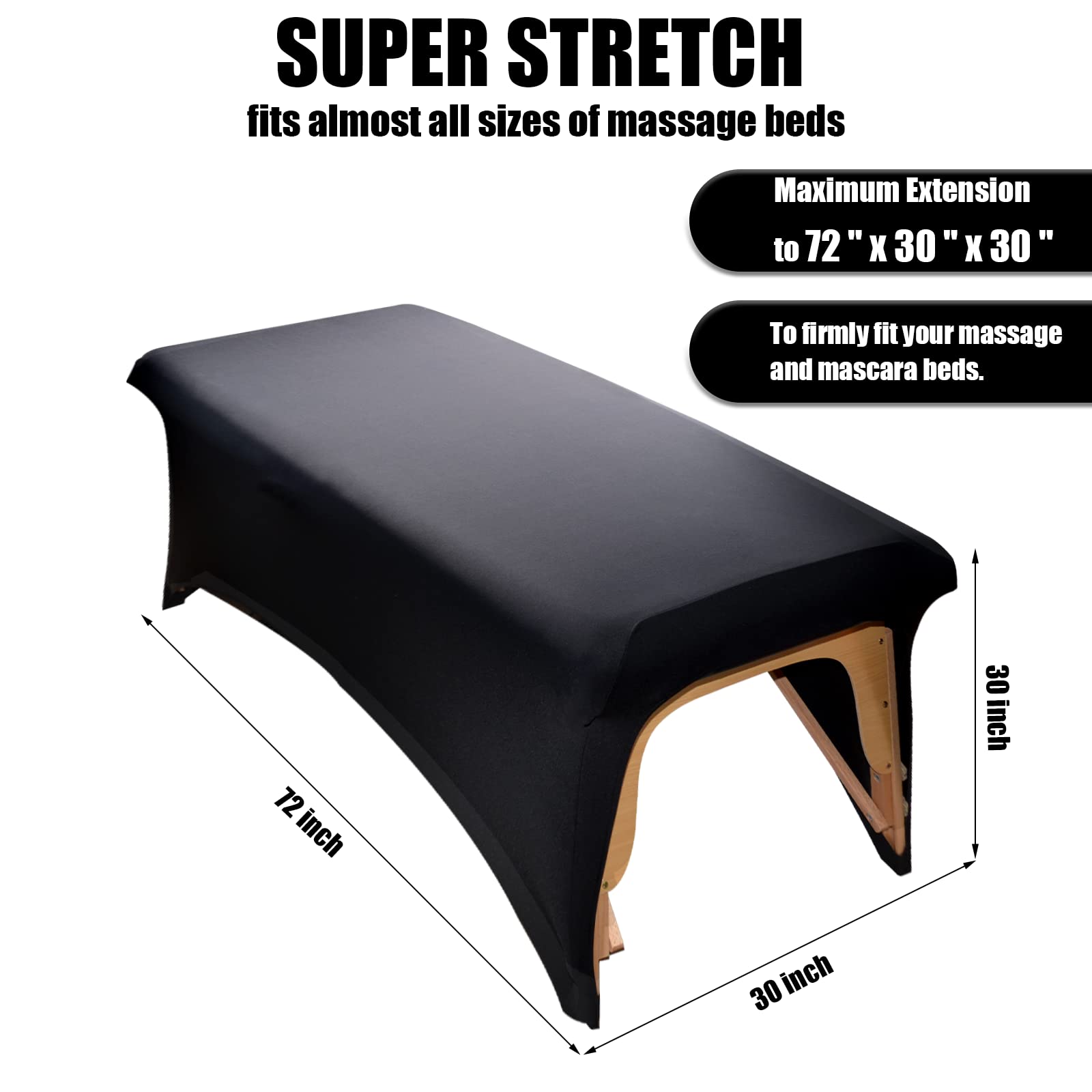 Stretchy Lash Bed Cover for Lash Extension Bed - Black Protective Spa Treatment Sheet Set for Lash Bed Topper & Massage Bed | Perfect for Eyelash Extension Salons, Spa Treatments & Professional Beauty Services