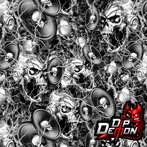 Premium Hydrographic Film - Skulls & Death Bass Design for Hydro Dipping - Water Transfer Film for Speakers, Motorcycle Parts & DIY Projects - Perfect for Customizing Car Accessories, Gaming Gear & More