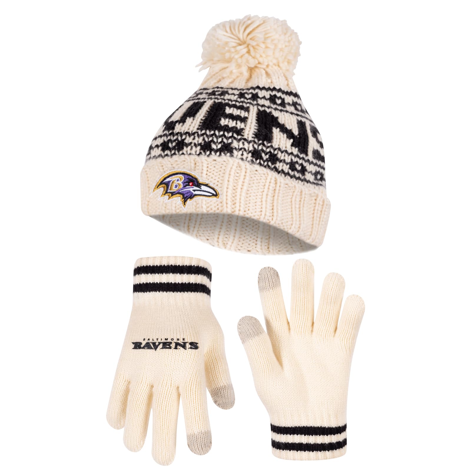 Youth NFL Winter Beanie & Gloves - Super Soft Knit Hat for Cold Weather Games