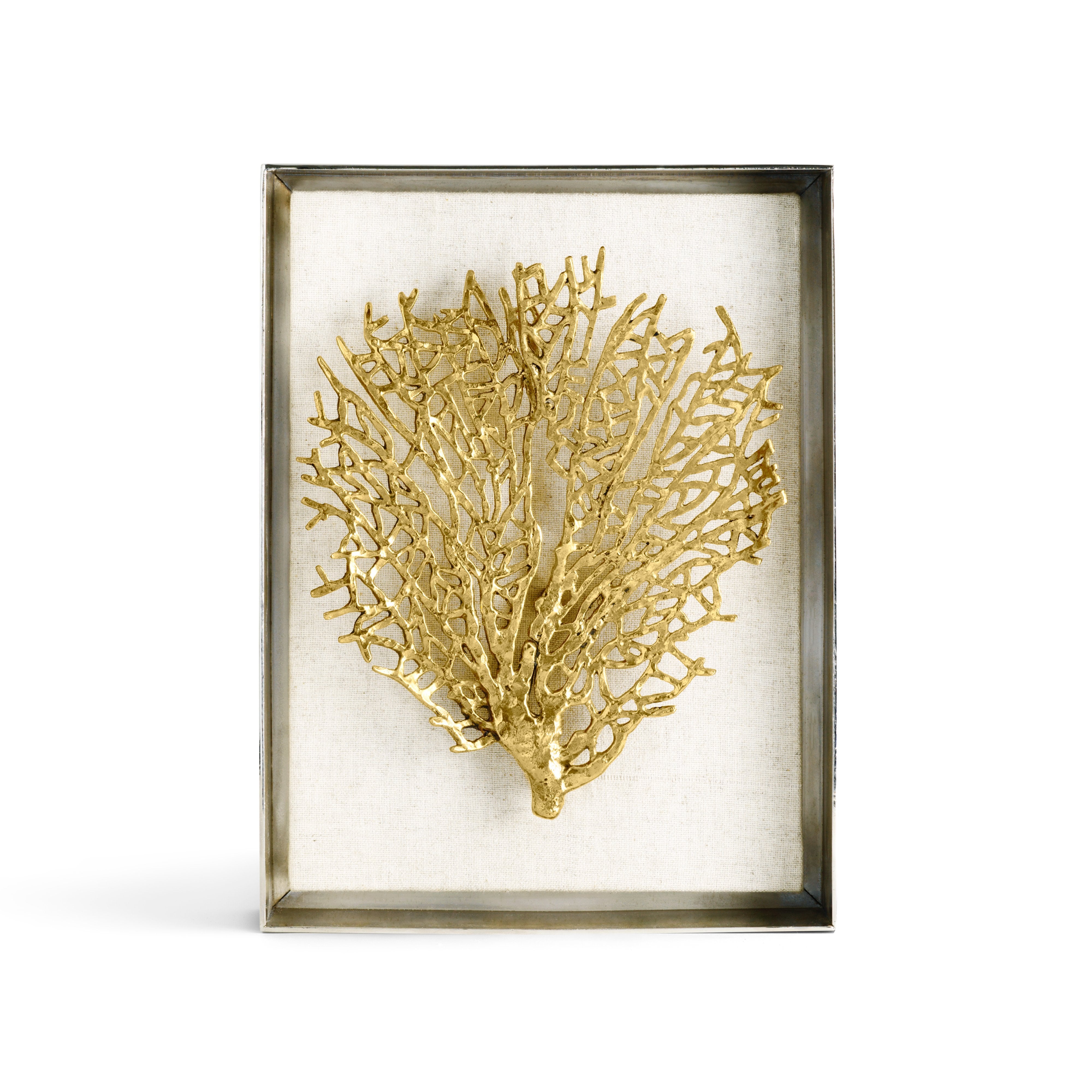 Fan Coral Fabric Shadow Box Frame - Handmade Wall Art Decor for Home, Office & Gifts - Perfect for Beach House, Coastal & Nautical Theme Rooms