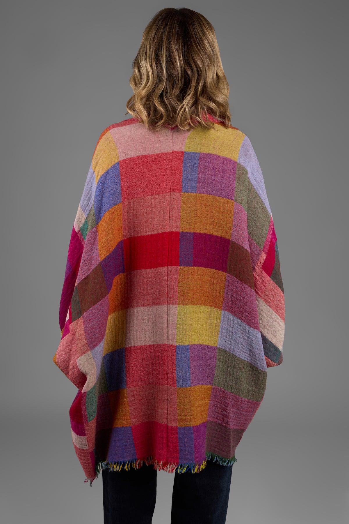 Woolen Rainbow Color Grid Cocoon - Soft & Warm Winter Scarf for Women & Men - Perfect for Outdoor Activities, Travel & Cold Weather