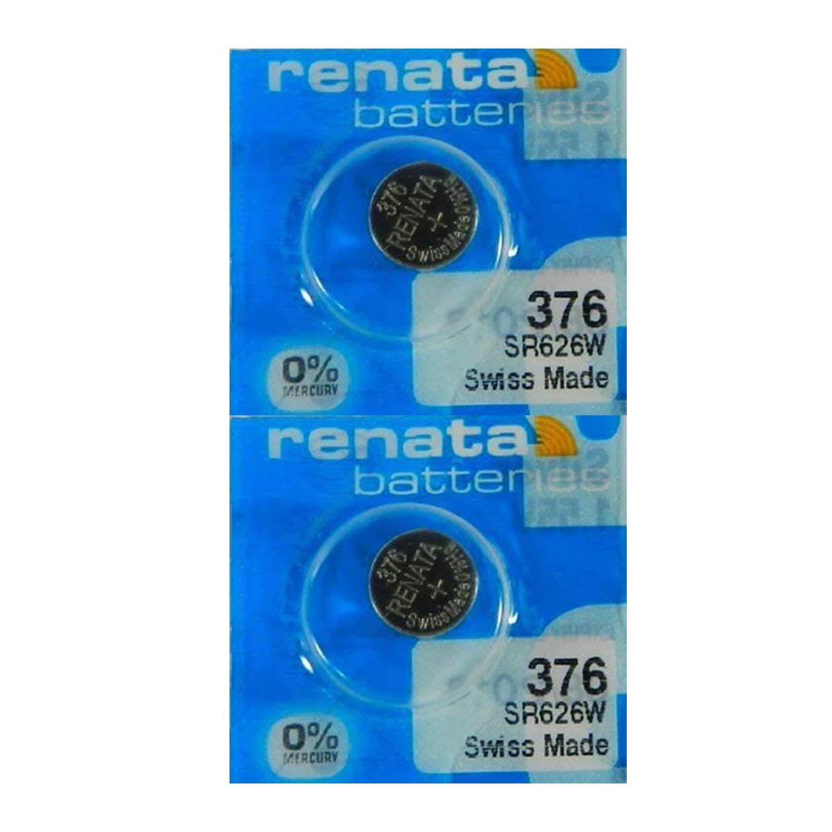 Renata 376 SR626W Silver Oxide Watch Batteries - 1.55V Long-Lasting Power (2-Pack) for Watches, Calculators & Small Electronics