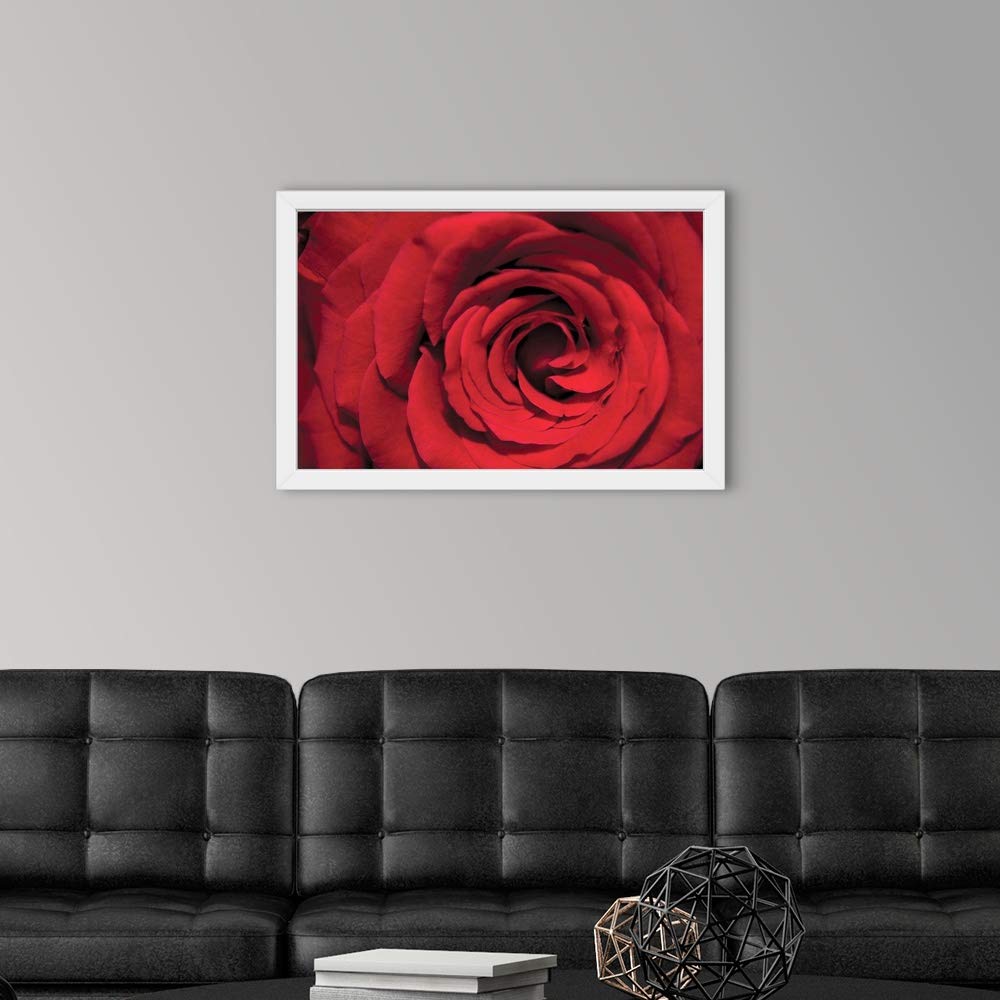 Red Rose Detail White Framed Art Print - Elegant Floral Wall Decor for Living Room, Bedroom & Office