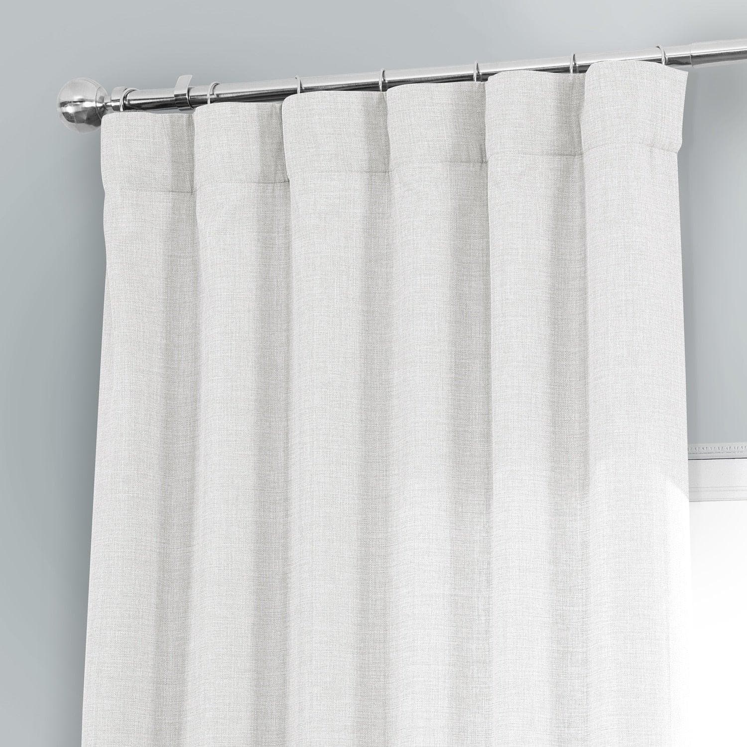Magnolia Off White Italian Faux Linen Blackout Curtains - Elegant Room Darkening Window Treatments for Bedroom & Living Room