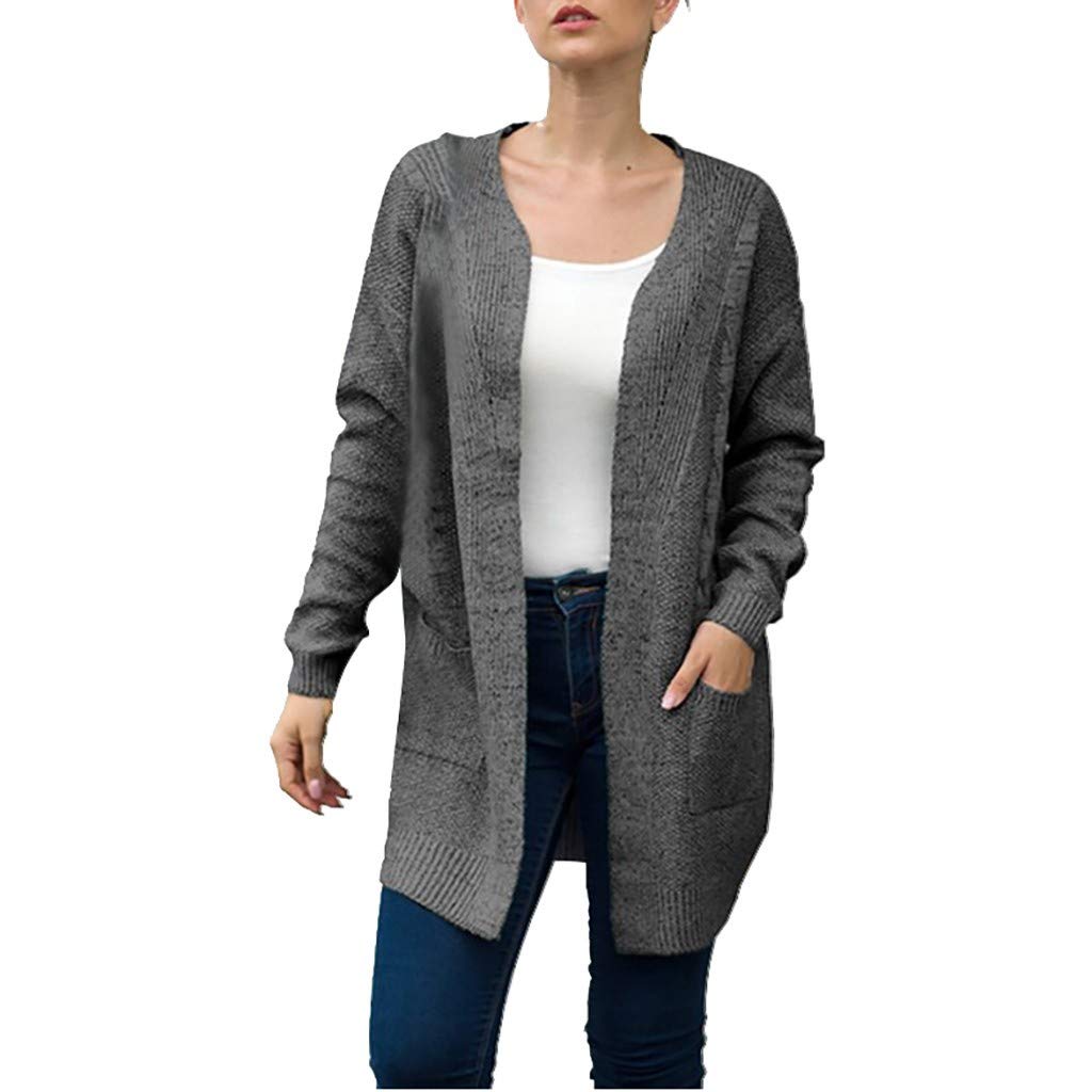 Women's Long Cardigan Sweater - Open Front Long Sleeve Knit Cardigan with Pockets | Casual Chic Outerwear for Fall & Winter, Office Wear, Travel & Lounge