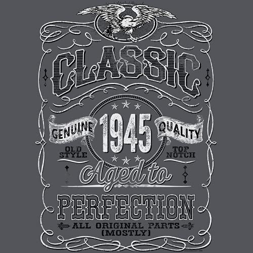 80th Birthday Gift for Men - Vintage 1945 Themed 'Aged to Perfection' T-Shirt - Perfect for Milestone Celebrations & Birthday Parties