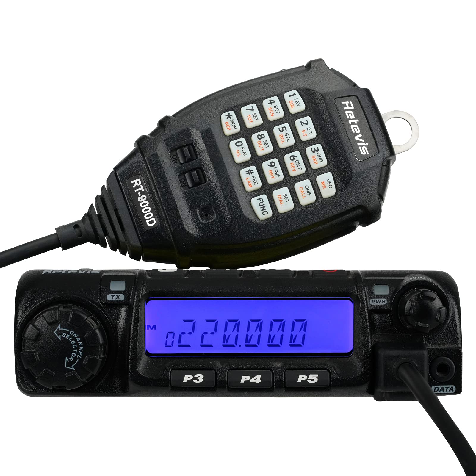 Retevis RT9000D Long Range Two Way Radio - 200 Channel Mobile Ham Radio with Chirp, DTMF & Voice Companding - Vehicle Travel & Emergency Communication (1 Pack)