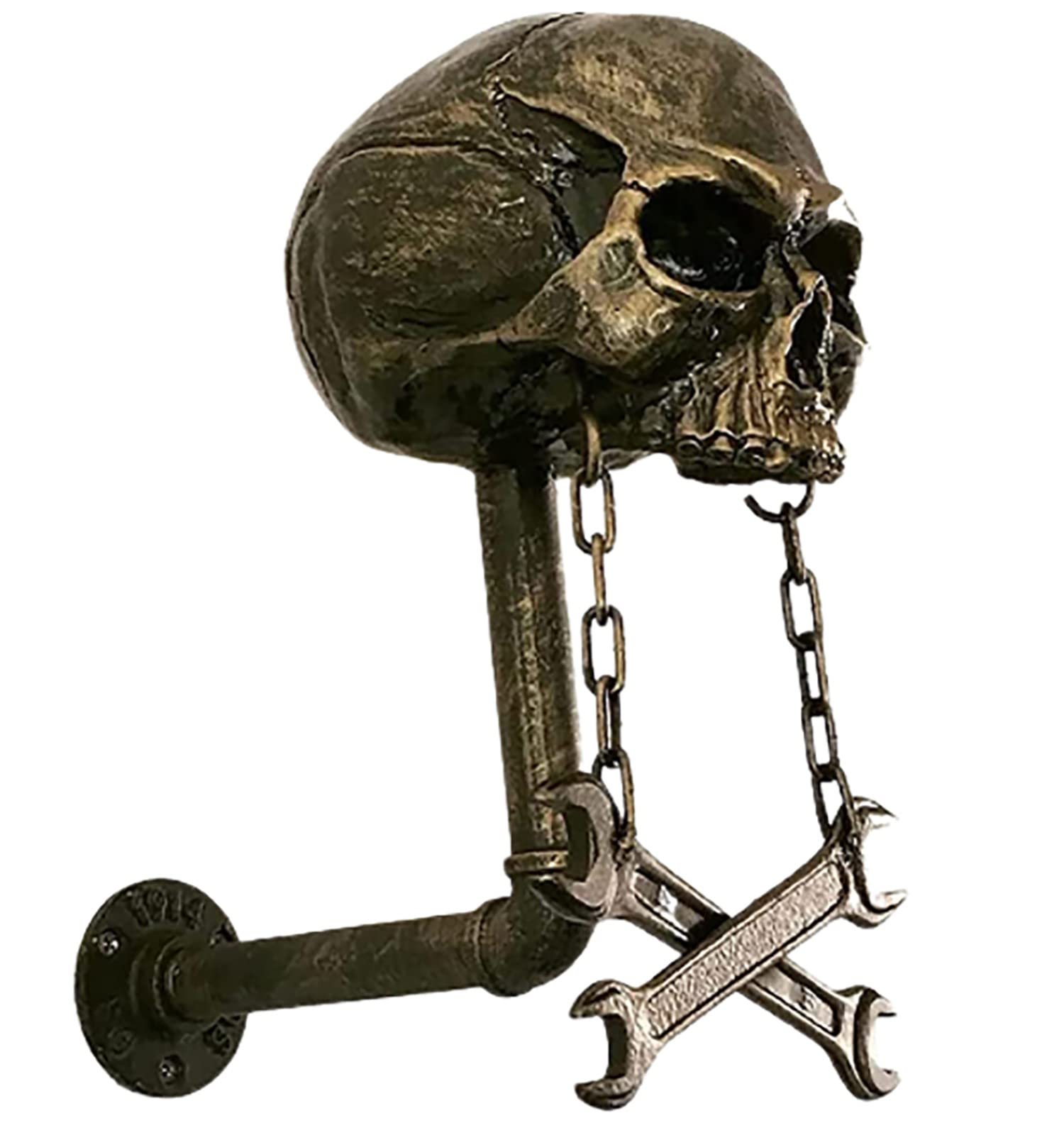 Motorcycle Skull Helmet Rack - Wall Mounted Holder for Bike, Rugby & Baseball Helmets - Durable Resin Helmet Stand - Perfect Gift for Riders - Ideal for Garage, Man Cave & Motorcycle Accessories Storage