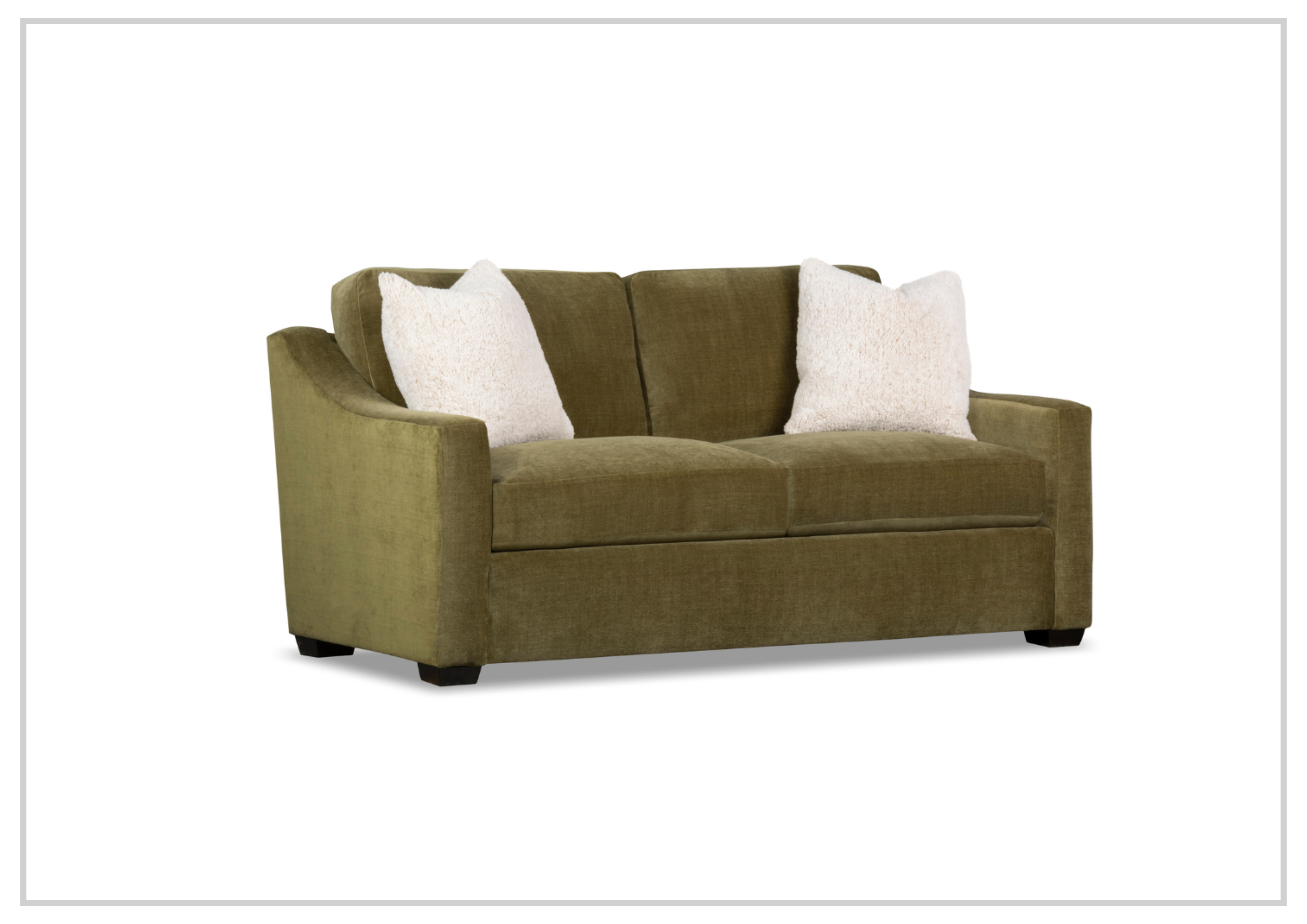 Klaussner Kavon Olive Green Fabric Sofa with Slope Arms - Modern Living Room Furniture for Comfortable Relaxation & Home Decor