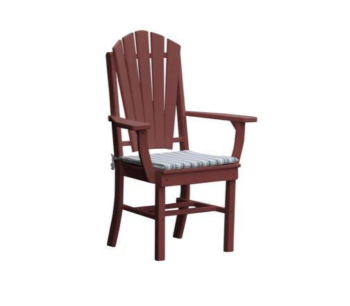 A&L Furniture Adirondack Dining Chair with Arms - Outdoor Patio, Garden, Poolside & Backyard Relaxation - Weather-Resistant Wood Dining Chairs for Comfortable Seating
