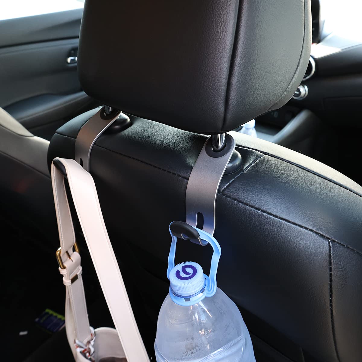 Universal Aluminum Alloy Car Seat Hooks (2-Pack, Black) - Heavy Duty Headrest Hooks for Handbags, Coats & Vehicle Organization - Perfect for Road Trips, Shopping & Daily Commute