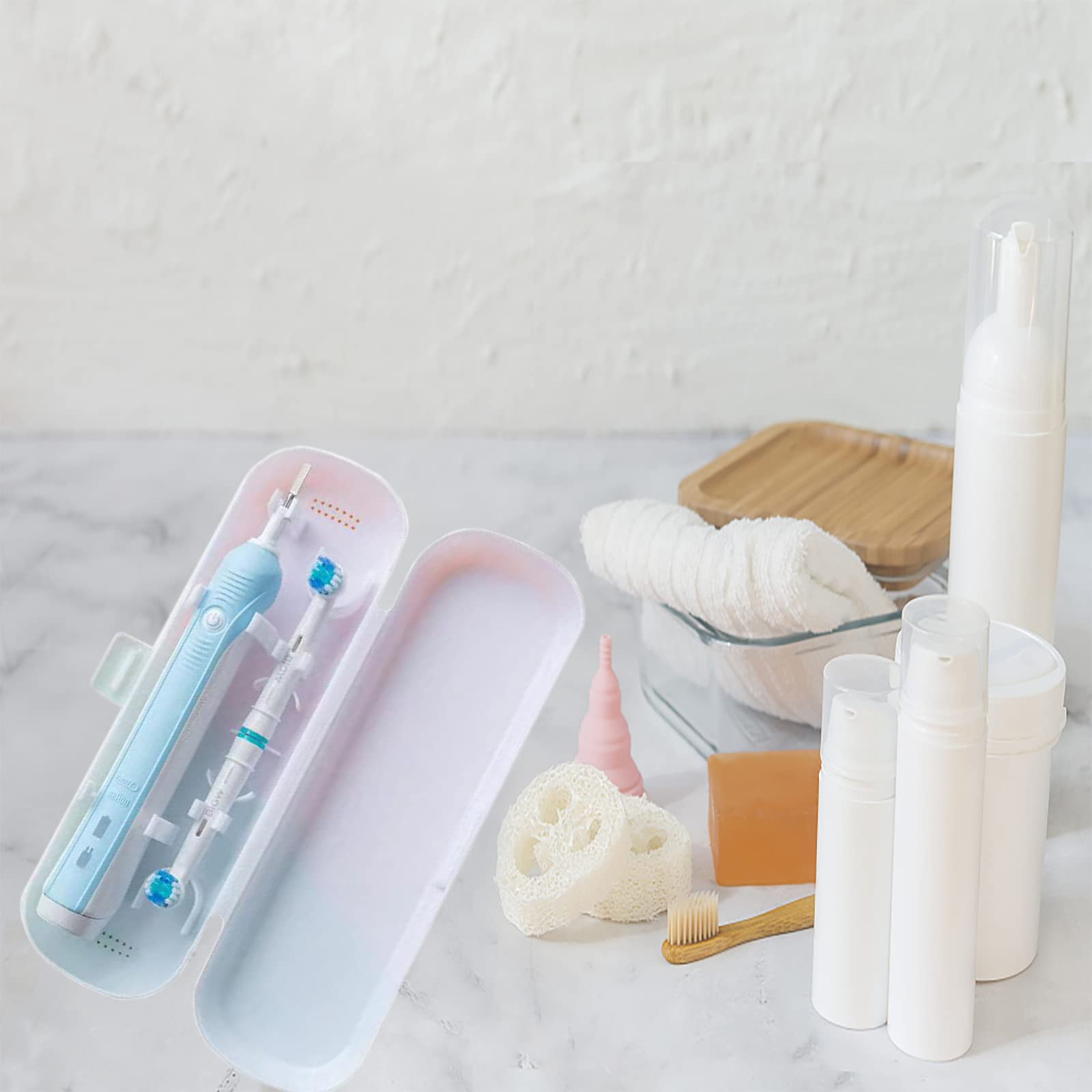 2 Pack Electric Toothbrush Travel Case - Waterproof Portable Toothbrush Holder for Oral-B, Philips Sonicare & More (White & Black) | Perfect for Air Travel, Camping & Business Trips