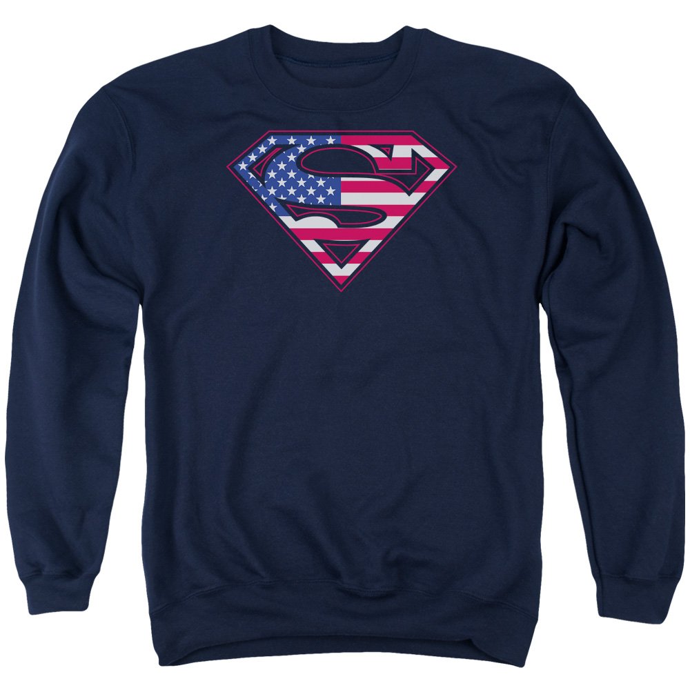 Superman US Shield Unisex Crewneck Sweatshirt for Men & Women | Comfortable Cotton Pullover for Casual Wear, Cosplay & Superhero Fans