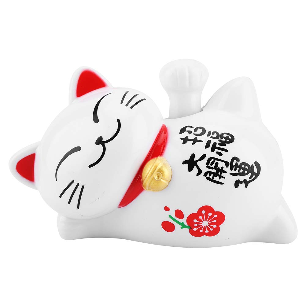 Solar Powered Lucky Fortune Cat - Feng Shui Wealth Welcoming Waving Arm Statue for Home & Office Decor | Cute Good Luck Charm for Business Success & Positive Energy