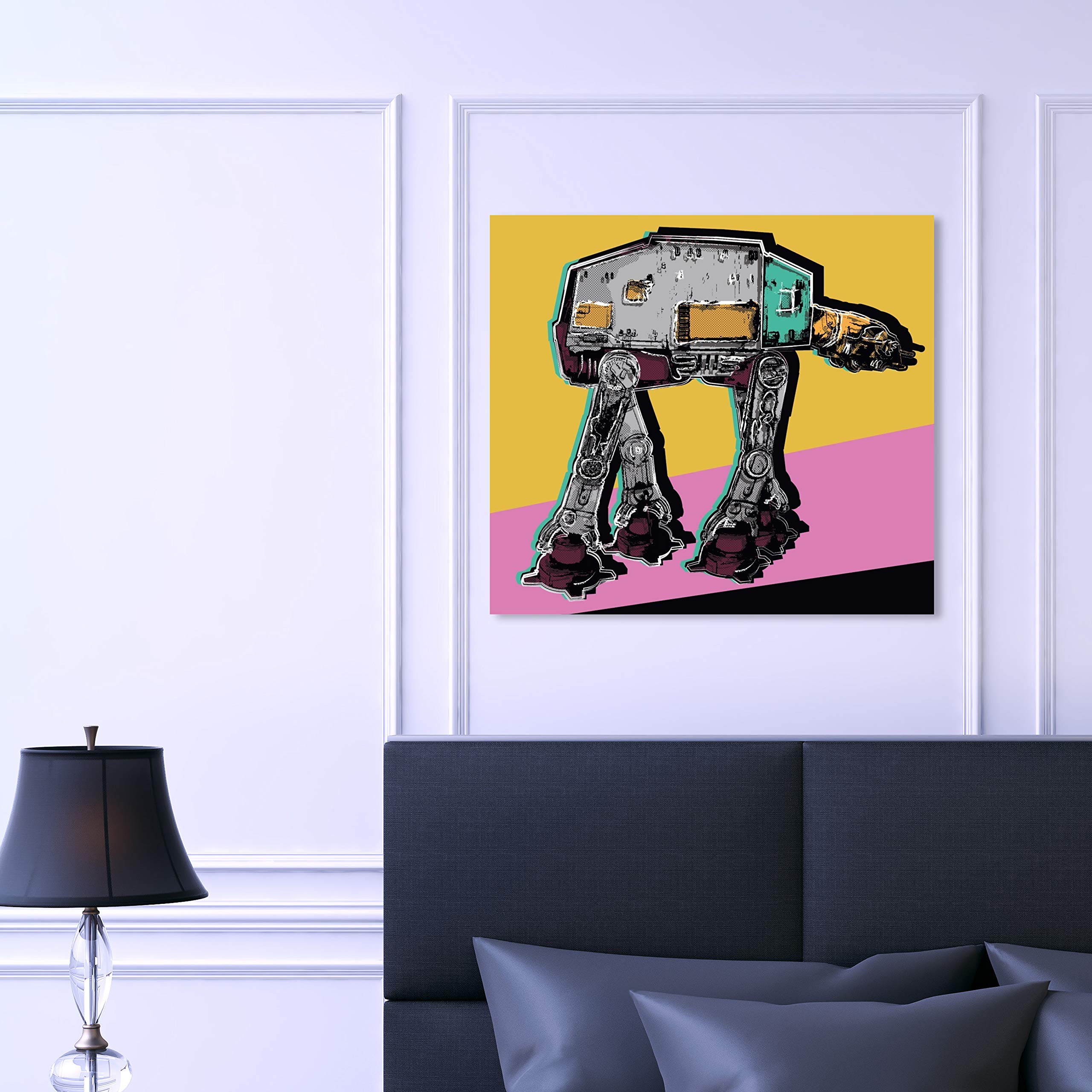 Oliver Gal Artist Co. 'Warhol Style ATAT' Pop Art Canvas Print - 30x30 Inch Pink & Yellow Wall Art for Living Room, Bedroom, Office Décor | Perfect for Movie Lovers & Star Wars Fans
