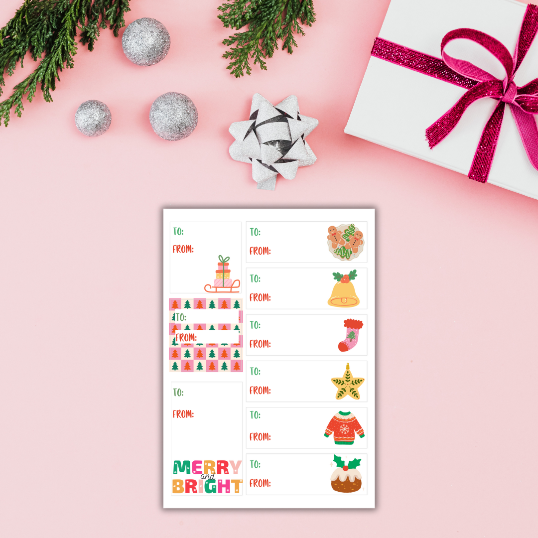 Christmas Gift Sticker Pack - 47 Unique Holiday Stickers for DIY Crafts, Scrapbooking & Gift Wrapping - Perfect for Christmas Cards, Party Decorations & Holiday Gifts
