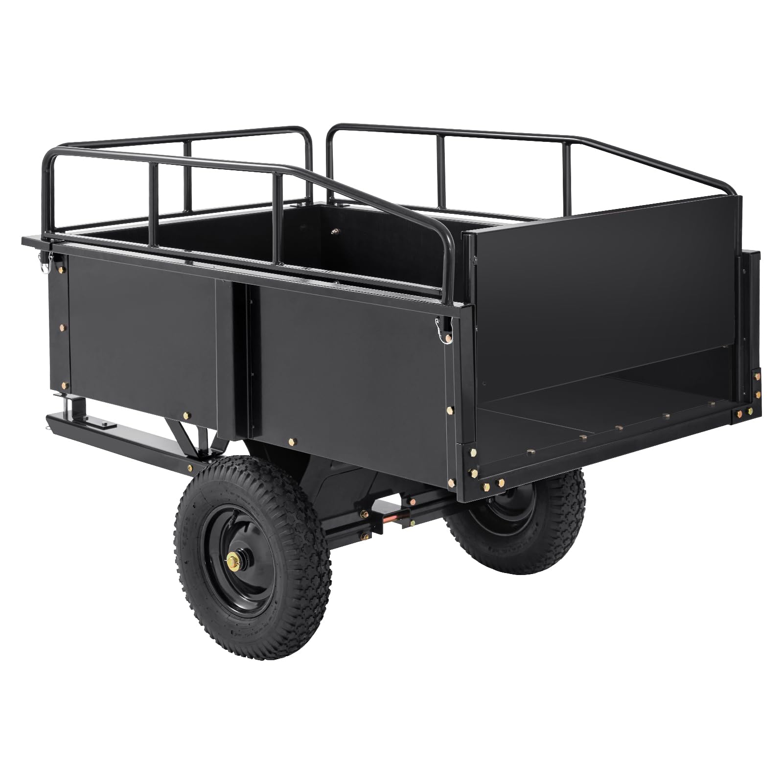 VEVOR Heavy Duty ATV Trailer - 750 lb Capacity Steel Dump Cart with Removable Sides, 15 Cubic Feet Utility Garden Trailer for Lawn Mower, Tractor, Farm & Landscaping Use