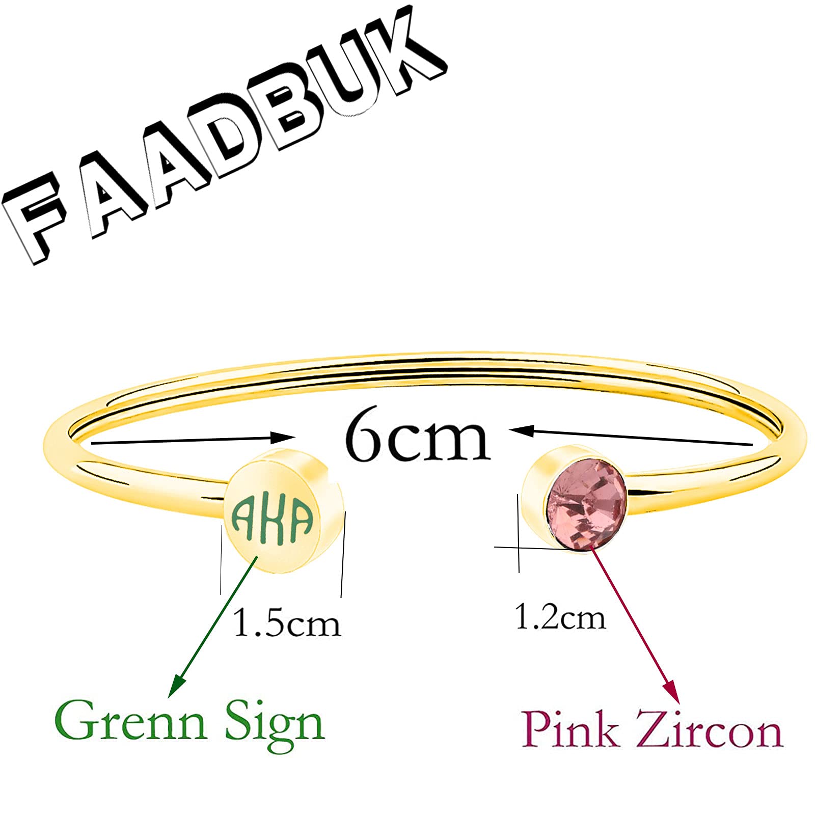 FAADBUK Sorority Pink Zircon & Green Bracelet - Elegant Graduation Jewelry for Women | Perfect for Sorority Events, Graduation Gifts & Everyday Wear
