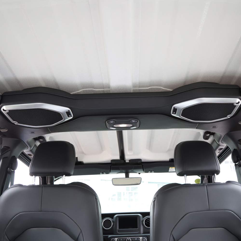 JeCar Silver Interior Trim Roof Speaker Decor Ring Accessories for Jeep Wrangler 2018-2023 JL & JLU Models - Upgrade Your Car Audio System for Off-Road Adventures & Daily Commutes