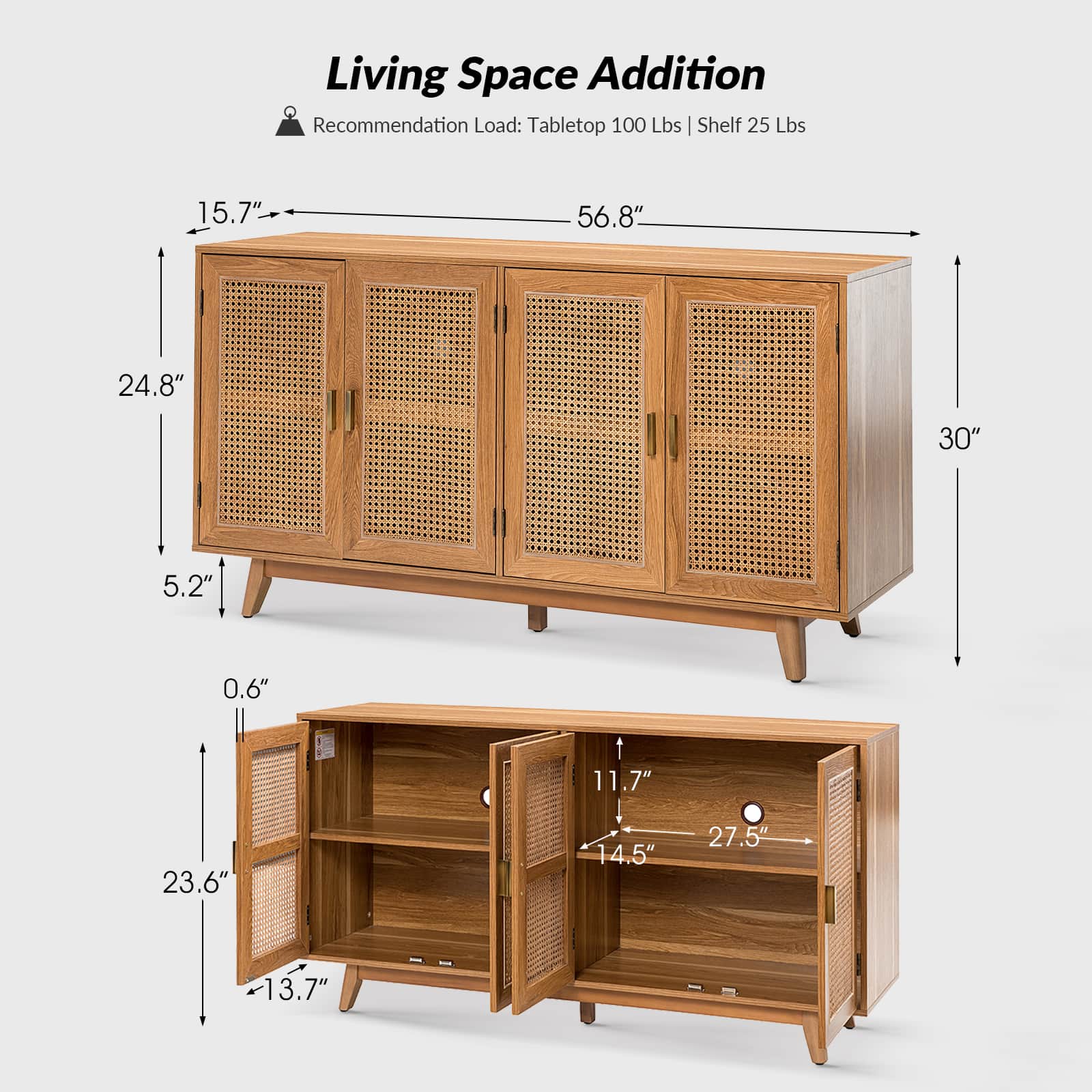 65 Inch TV Stand Console Table with Storage - Modern Entertainment Center for Living Room, Bedroom & Home Theater
