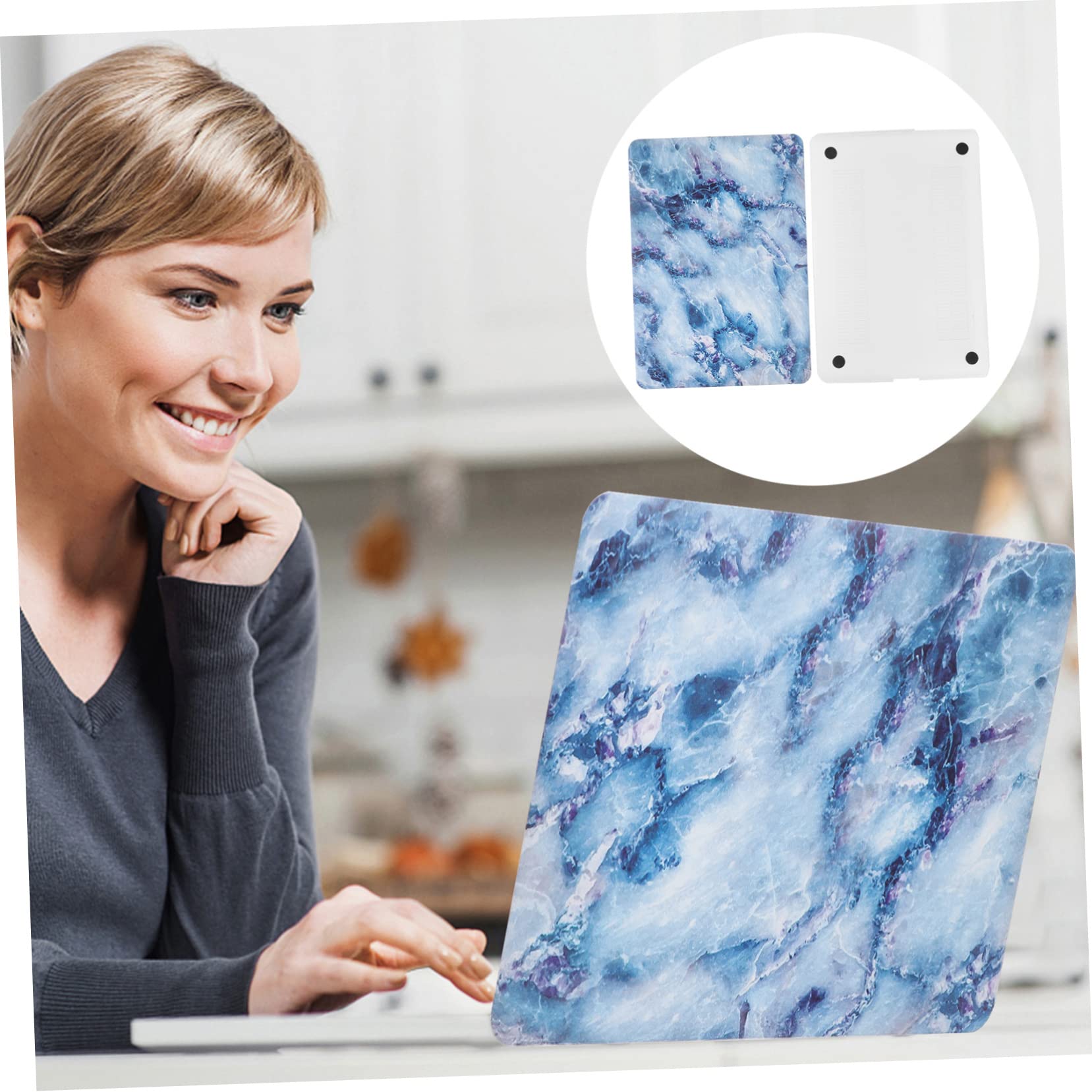 OSALADI 3 Pairs 15.6 Inch Laptop Protective Case - Durable Plastic Shell Cover with Marble Design, Anti-Slip Rubber Skin for MacBook, Dell, HP Notebooks | Perfect for Office, School & Travel Use