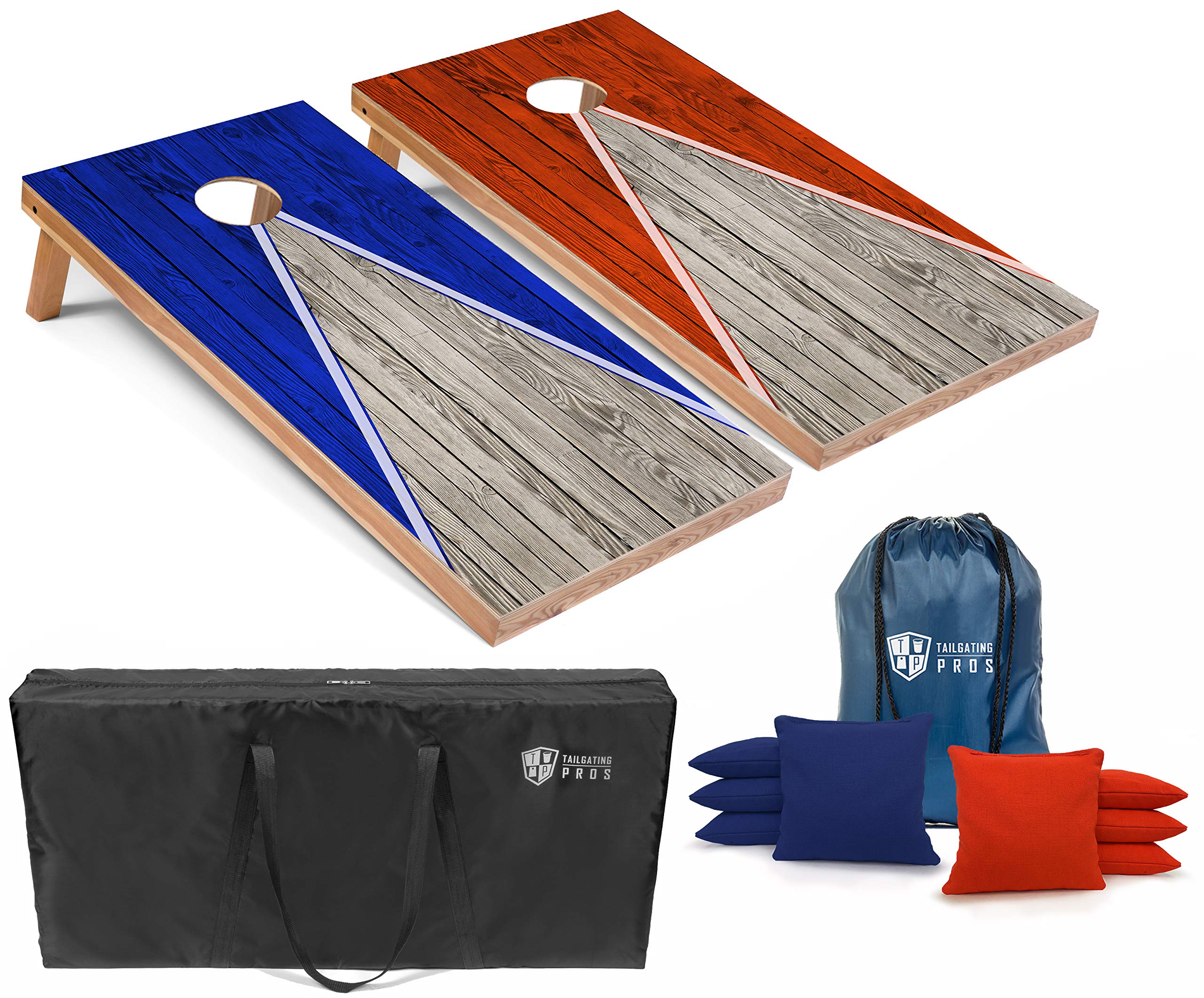 Regulation Cornhole Board Set with LED Ring Lights - 4'x2' Lightweight Pyramid Design for Tailgating, Backyard Parties & Outdoor Games