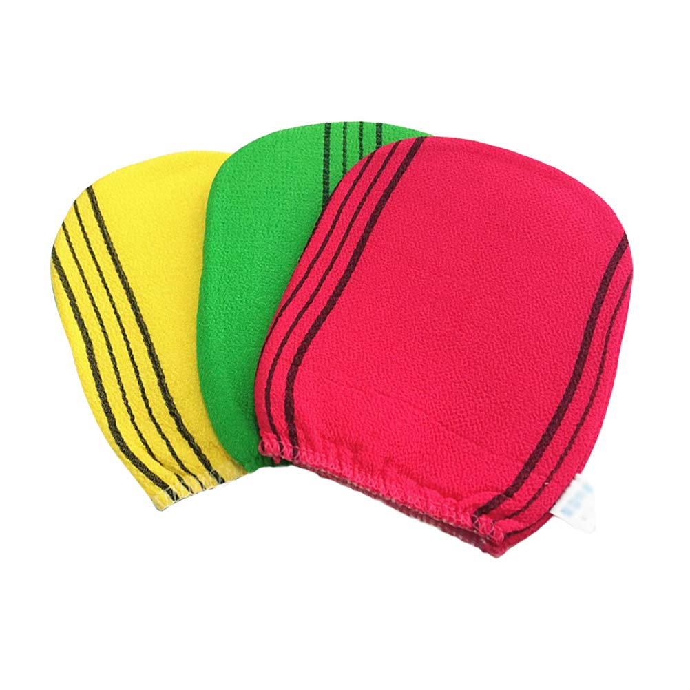 Lurrose Exfoliating Gloves for Body Scrub - 3 Pack Dual-Sided Bath & Shower Exfoliator Mitts - Deep Cleansing Spa Gloves for Adults & Kids - Perfect for Dry Brushing, Dead Skin Removal & Smooth Skin Care