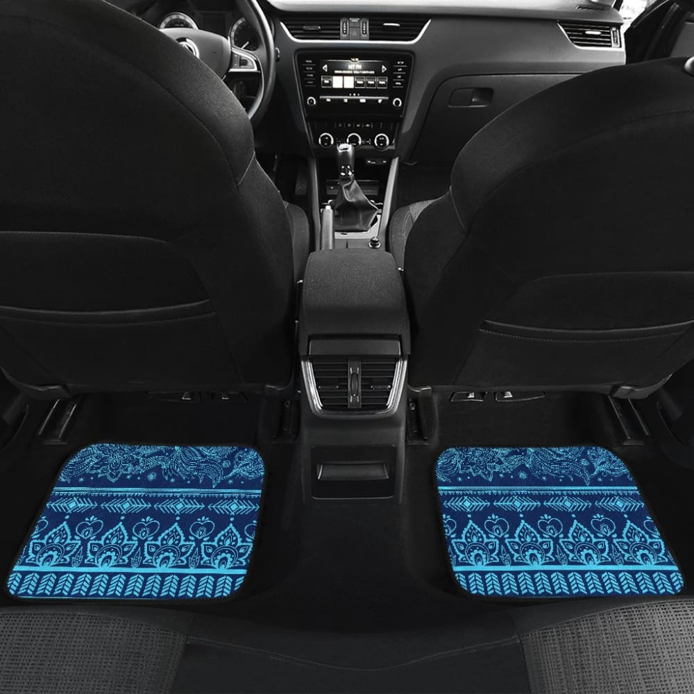 Blue Boho Car Floor Mats - Non-Slip, Waterproof & Durable for SUVs, Sedans & Trucks | Perfect for Road Trips, Daily Commutes & Outdoor Adventures