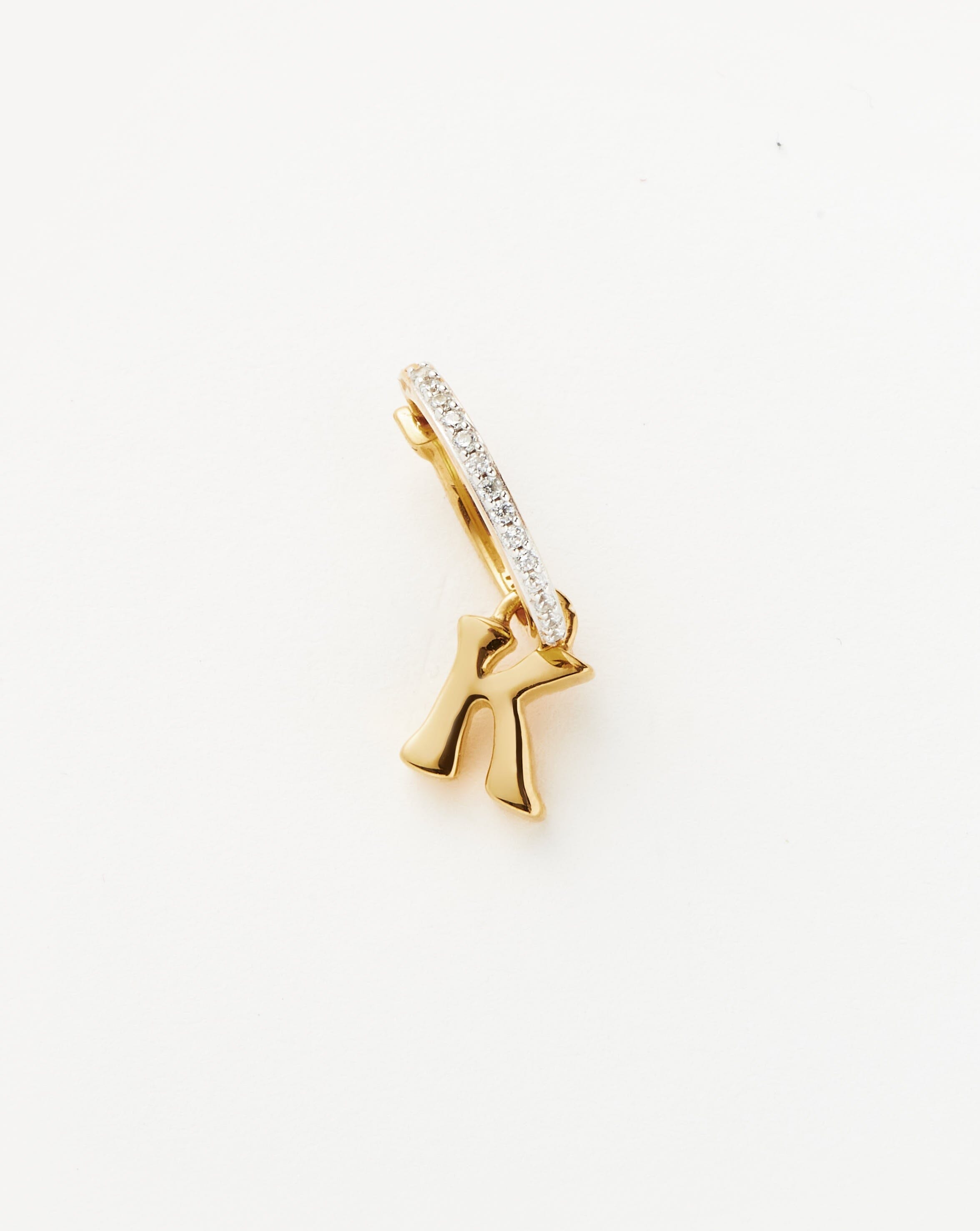 Personalized Initial K Hoop Earrings - 18k Gold Vermeil Single Charm Dangle Earrings for Women | Perfect Gift for Birthday, Anniversary & Everyday Wear
