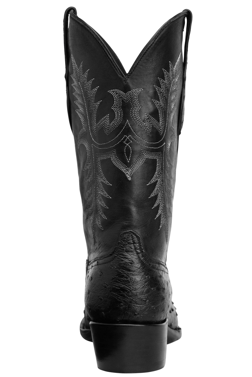 Premium Black Jack Full Quill Ostrich Cowboy Boots for Men - Genuine Exotic Leather Western Boots - Perfect for Rodeo, Country Dancing & Outdoor Adventures
