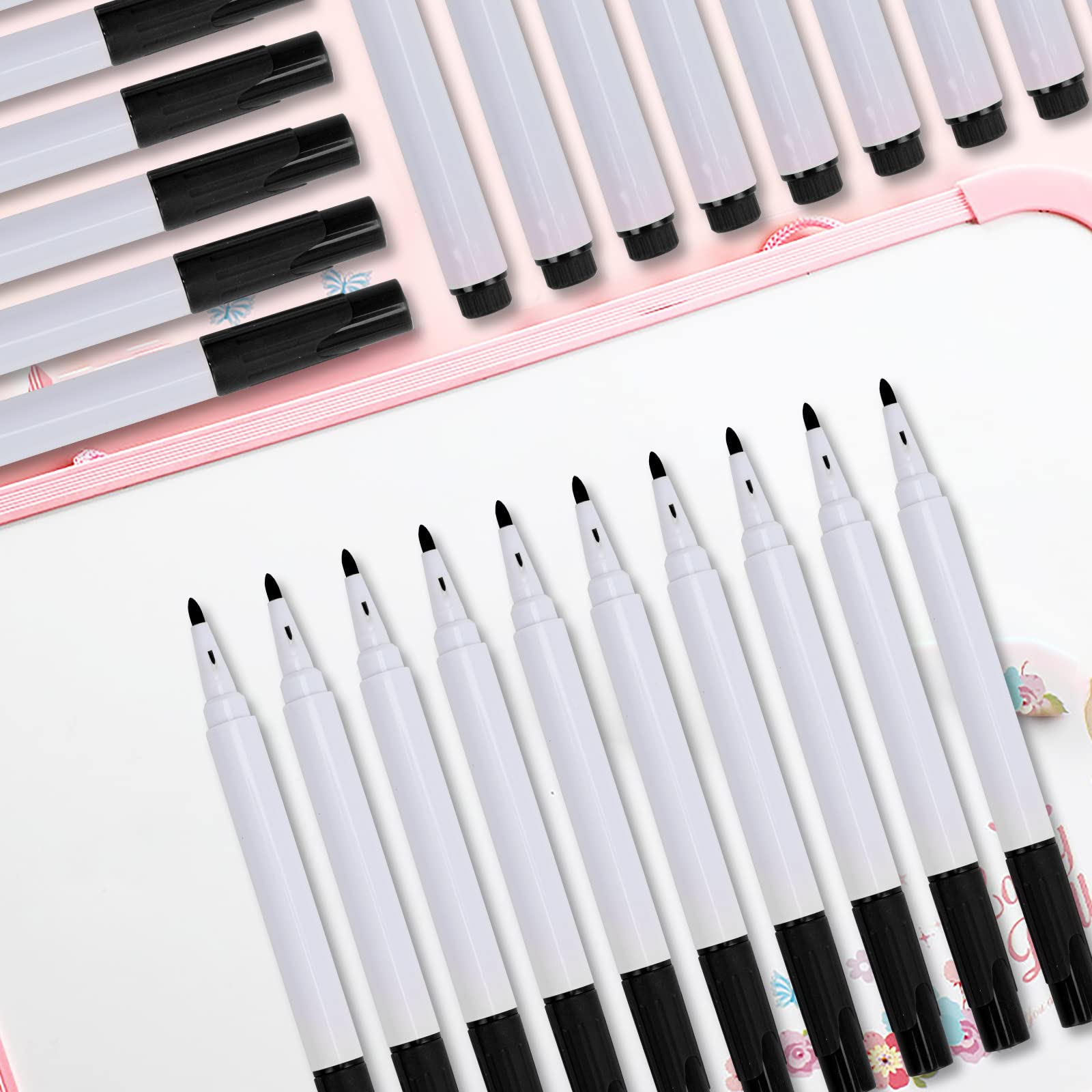 10-Pack Liquid Chalk Markers - Dust-Free Erasable Whiteboard Pens, Water-Based Non-Toxic Wet Erase Fine Tip Chalkboard Markers for Office, Classroom & Home Use - Black Ink (10 Count)
