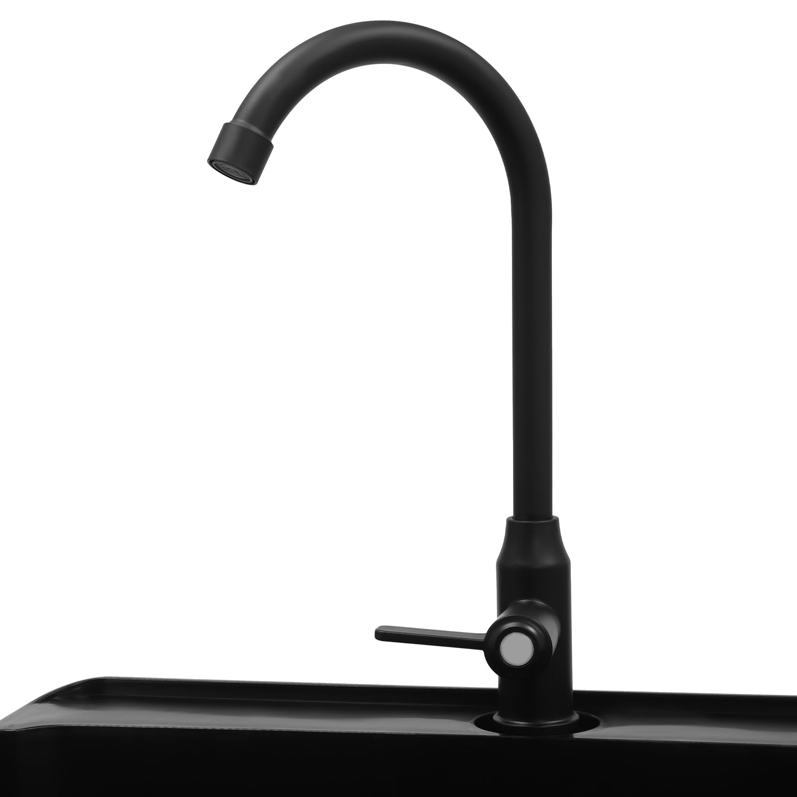 Freestanding Laundry Utility Sink with Faucet & Drain Kit - Heavy Duty Washing Tub for Basement, Garage, Garden & Laundry Room - Durable Black Standalone Sink for Home Cleaning & Outdoor Use