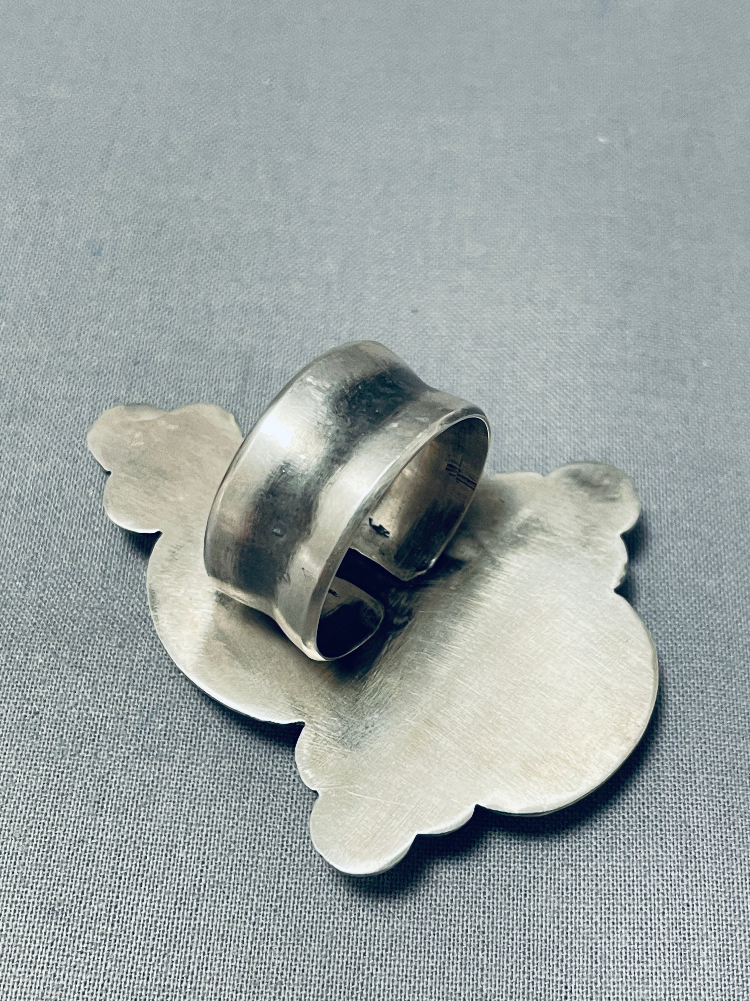 Vintage Native American Navajo Blue Diamond Sterling Silver Ring - Handcrafted Jewelry for Women, Gift for Her, Boho Style Accessory - Perfect for Weddings, Parties & Special Occasions