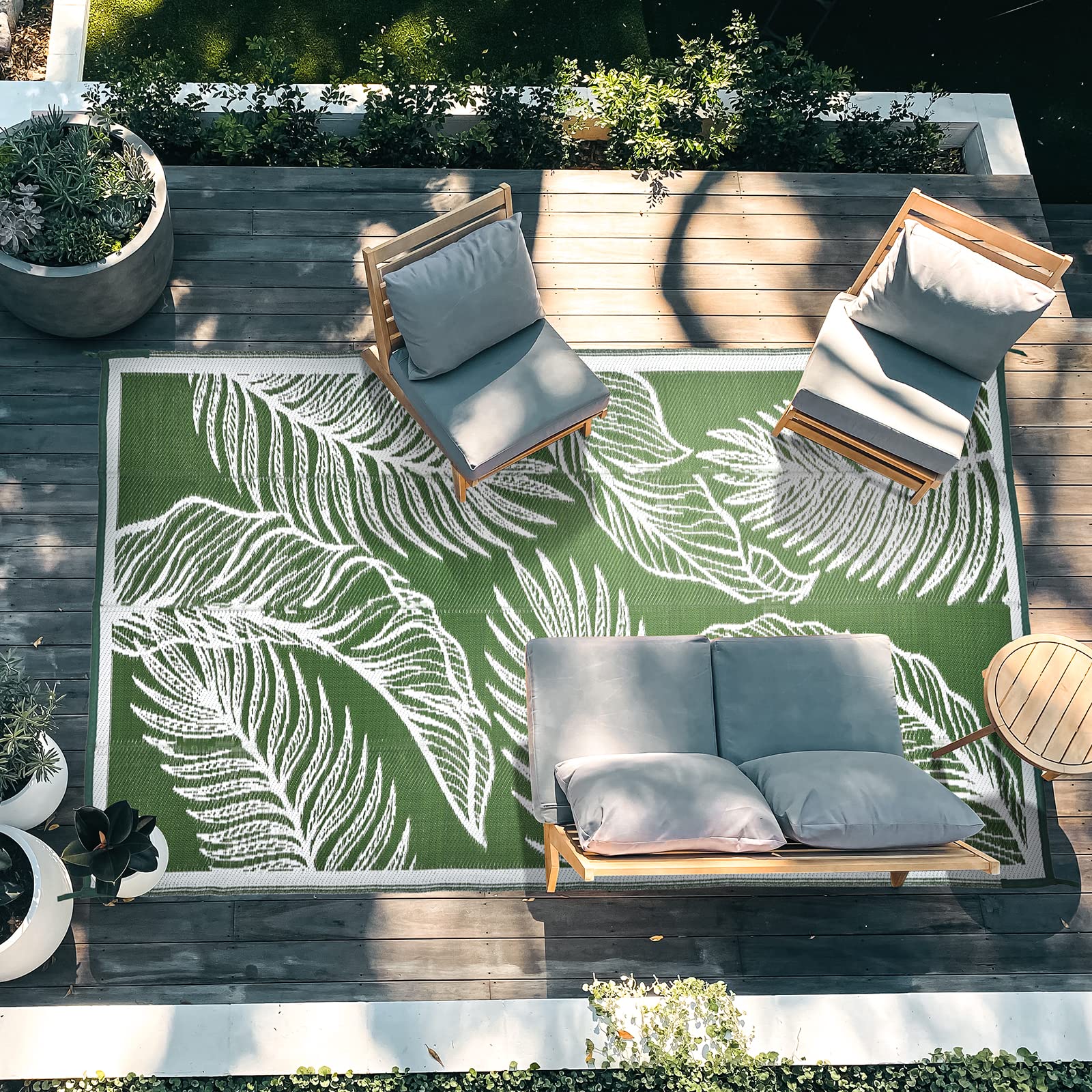 WikiWiki Outdoor Rugs 9x18 - Waterproof & Portable Camping Mats for RV, Patio, Deck, Balcony, Pool - Large Indoor/Outdoor Plastic Straw Rugscape Series - Perfect for Camping, Picnics & Backyard Gatherings