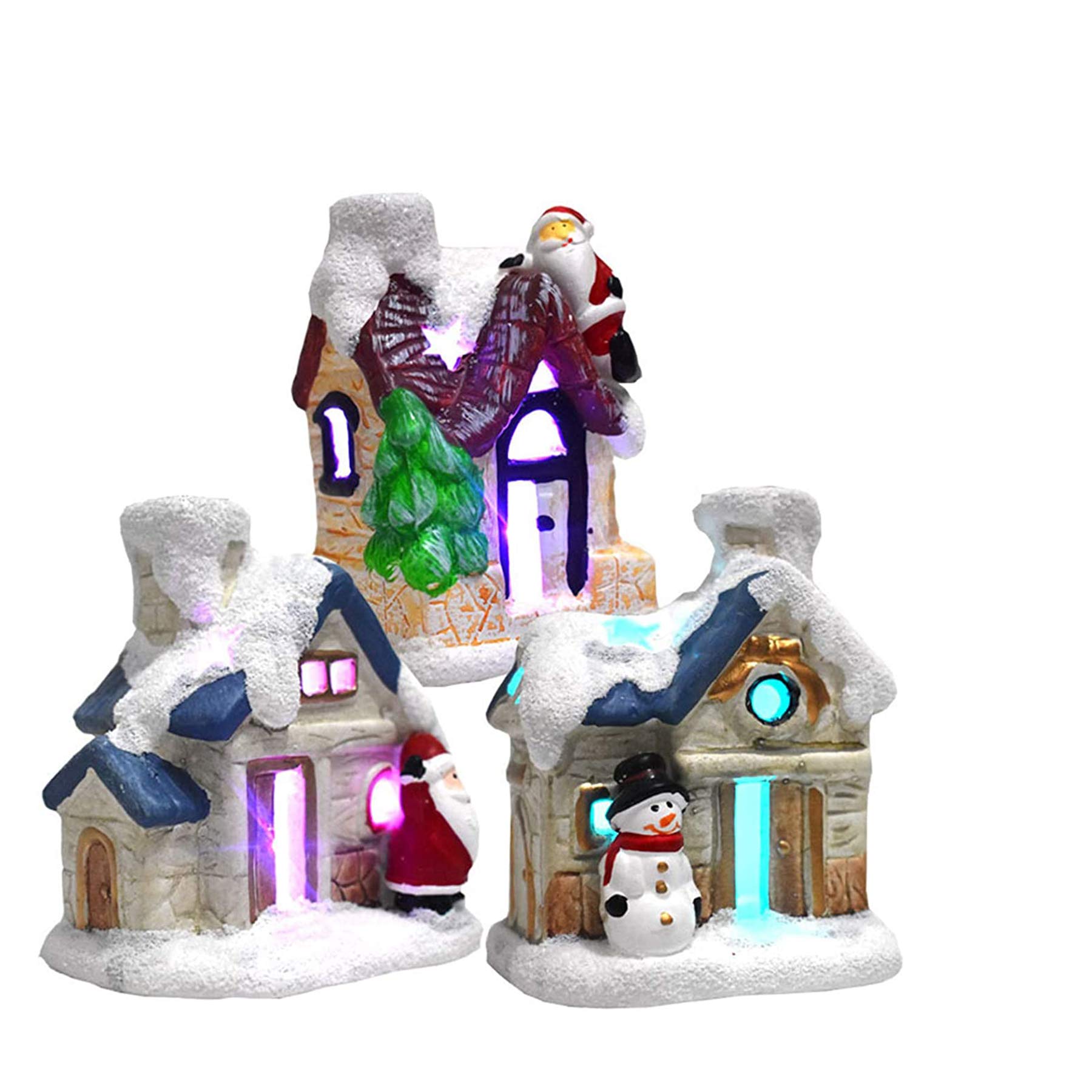 QDLKXM Christmas Snow Scene House - LED Lighted Santa's Cottage with Luminous Village Display | Perfect for Holiday Home Decor, Christmas Tree Ornaments & Winter Wonderland Displays