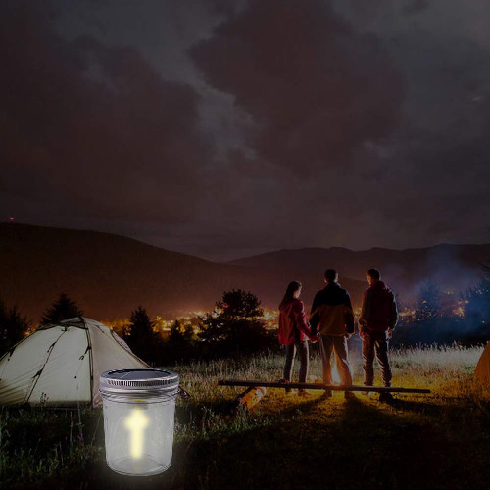 Solar Powered Bottle Lantern - Outdoor Waterproof LED Jar Lights for Garden, Patio, Yard Decor - White Glass Bottle Lights for Christmas Party, Wedding, Camping & Backyard Lighting