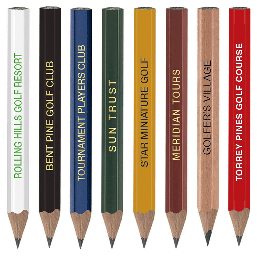 Custom Printed Golf Pencils - Bulk 1440pcs Hexagonal Pencils with Logo - $0.14 Each - Personalized Promotional Pencils for Golf Tournaments, Office Supplies & School Giveaways