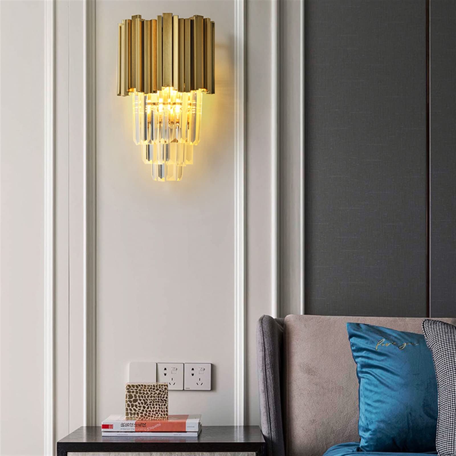 Elegant Gold Crystal Wall Lamps - LED Bedroom Lighting Fixtures for Living Room, Study & Home Decor | Perfect for Ambient Lighting & Wall Accents