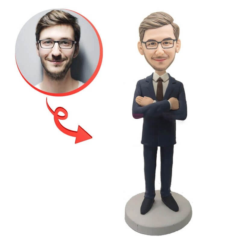 Custom Successful Businessman Bobblehead - Personalized Office Desk Decor & Corporate Gift for Entrepreneurs - Perfect for Retirement, Promotions & Business Milestones