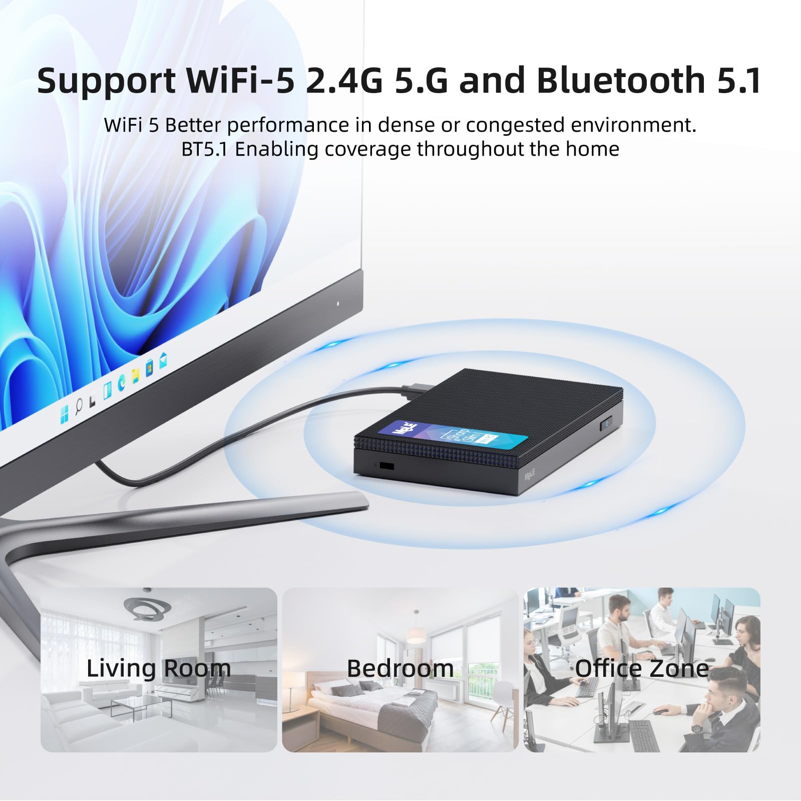 MeLE Quieter3C Fanless Mini PC - Intel Celeron N5105, 8GB RAM 128GB SSD, Windows 11 Pro, 4K Triple Display, Dual HDMI, WiFi 5, BT5.1, Ethernet - Compact Desktop Computer for Home Office, Digital Signage & Media Center