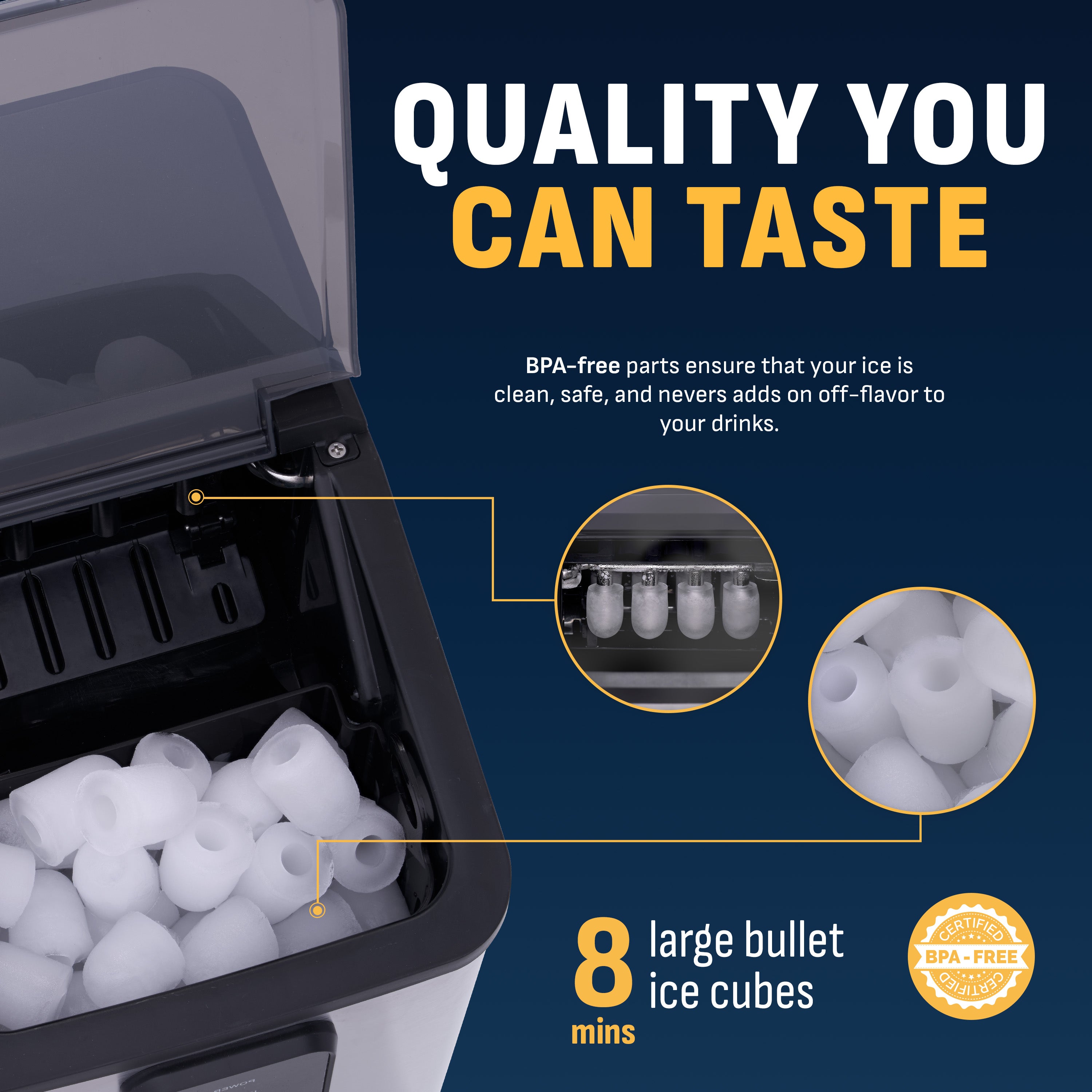 Newair® Stainless Steel Mini Countertop Bullet Ice Maker - 26lbs/Day Ice Production for Cocktails, Beverages & Home Bars