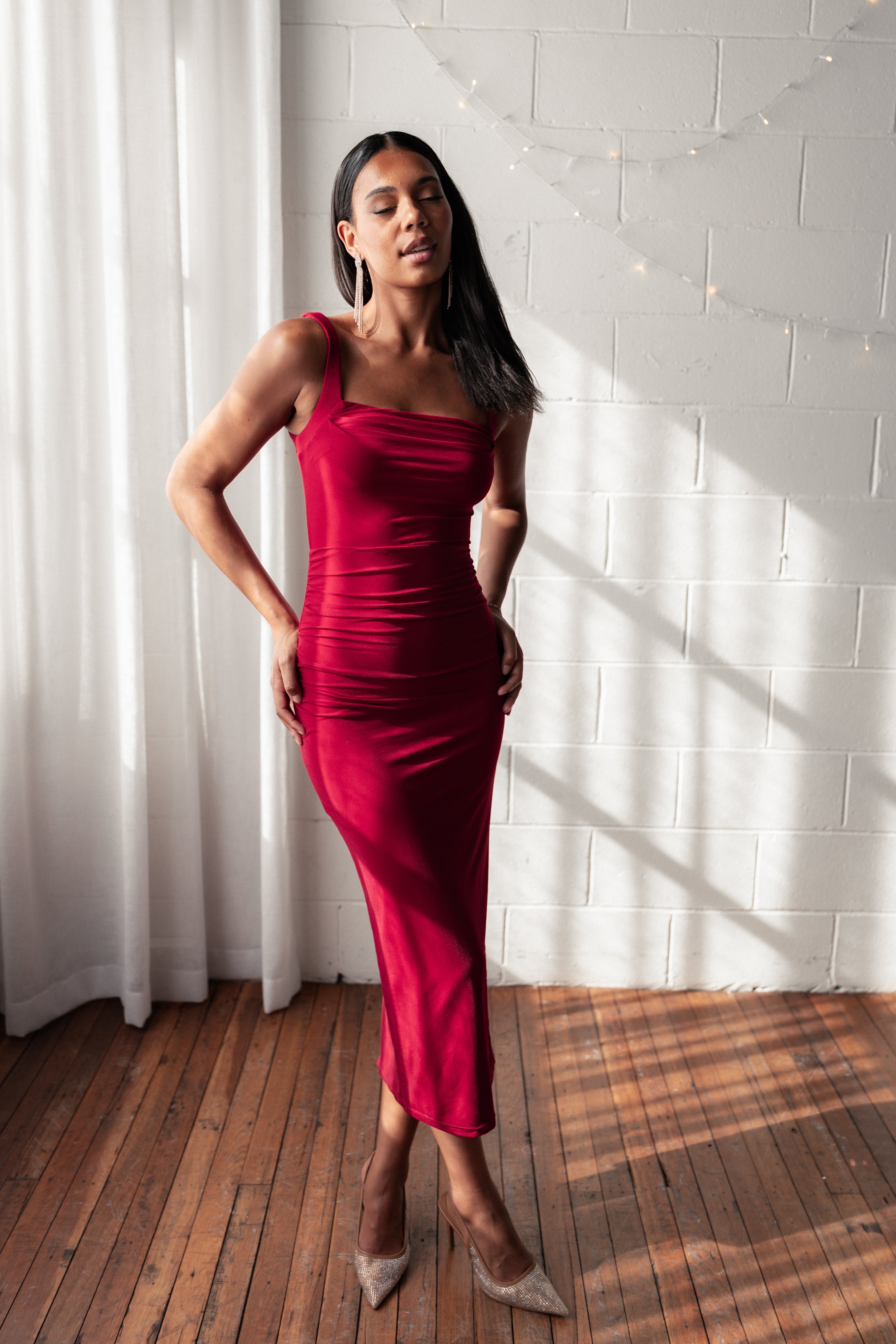 Eira Maxi Dress for Women - Elegant Long Flowy Wine Red Dress for Summer, Beach, Parties & Special Occasions