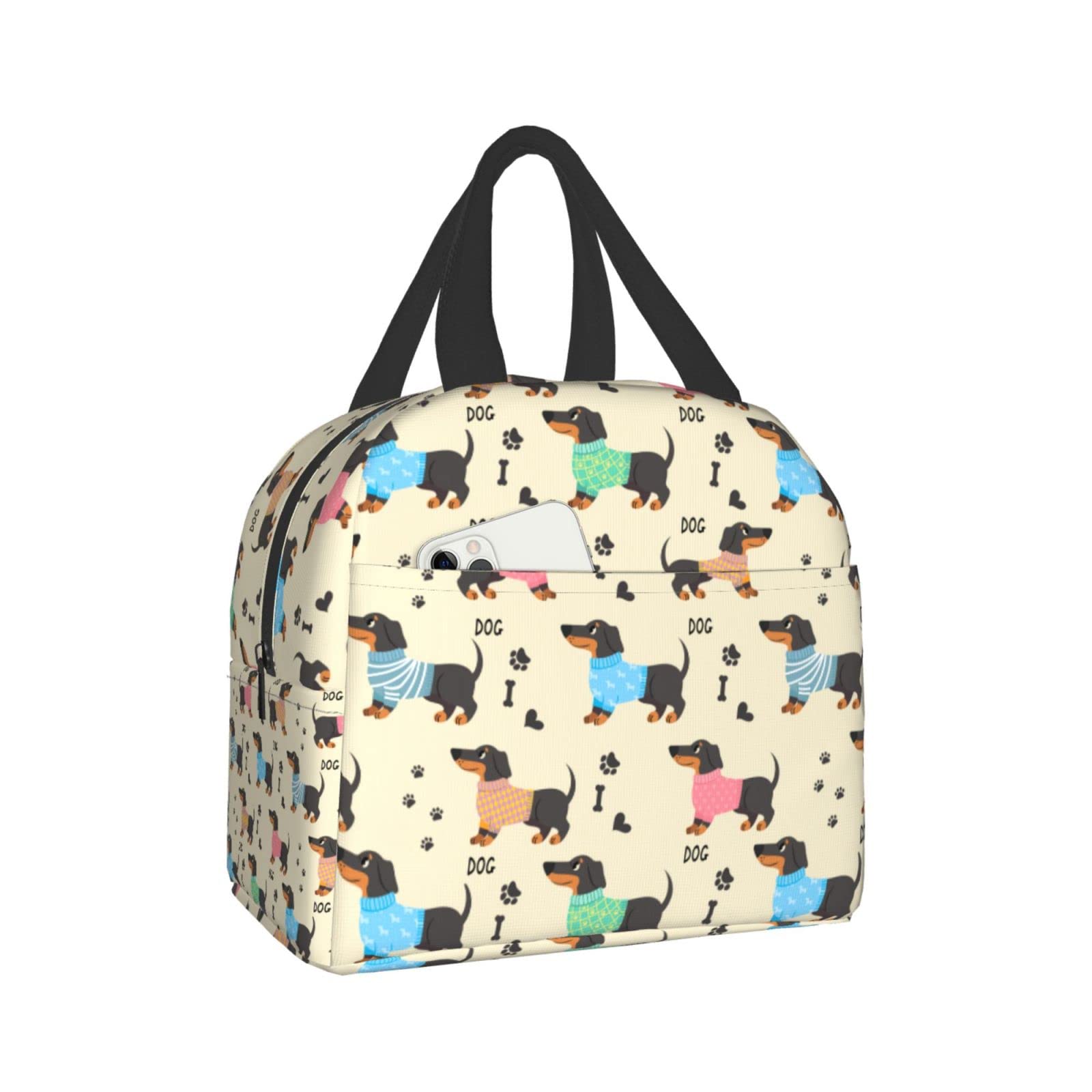 Insulated Dachshund Lunch Box for Women & Men - Reusable Washable Cooler Tote Bag for Office, Work, Picnic & Beach - Lightweight Meal Prep Container for Daily Use & Outdoor Activities